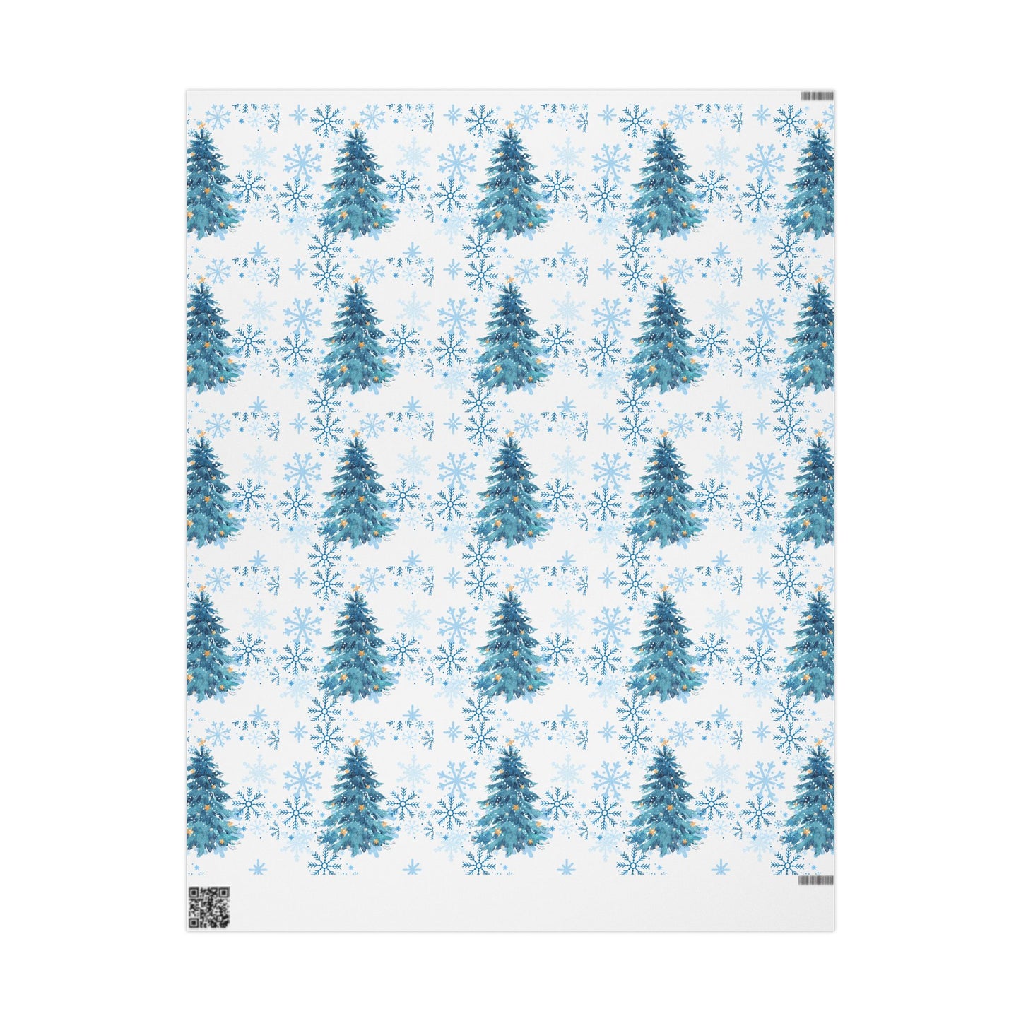 Winter Wonderland Wrapping Paper : Blue Christmas Tree and Snowflake Holiday Gift Wrap, Premium Eco-Friendly Design