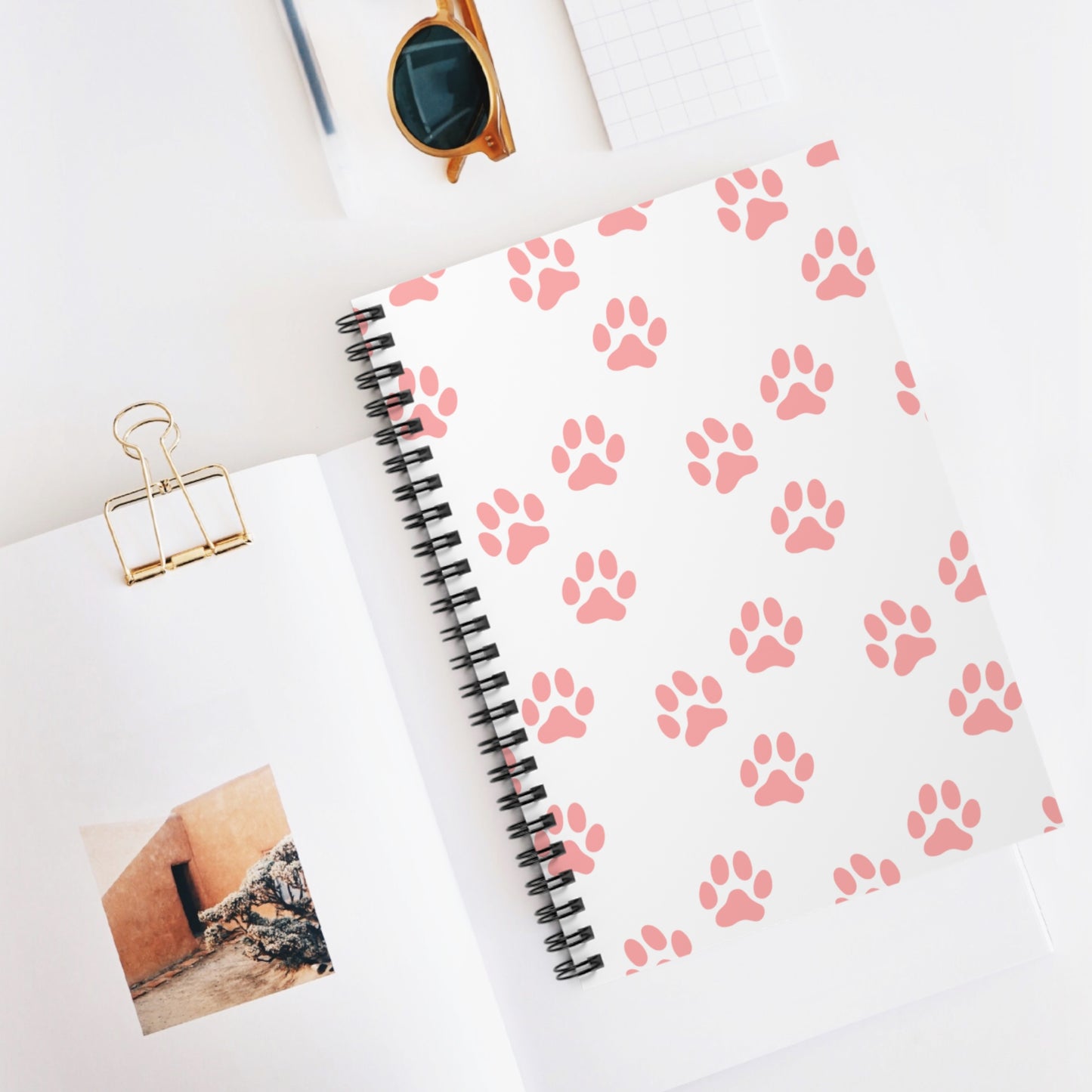 Pink Paw Print Spiral Notebook – Dog Mom Stationery Gift | National Dog Day Essentials