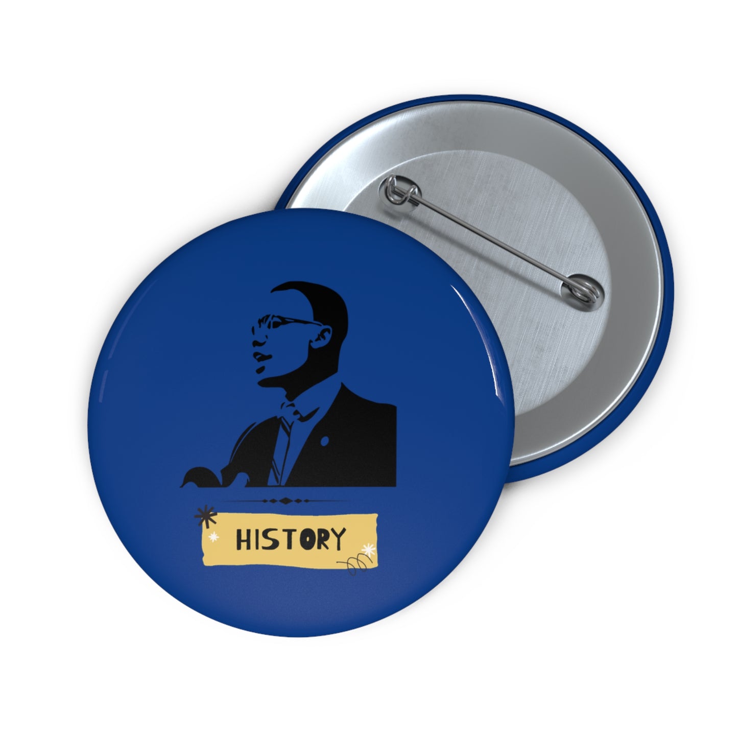Malcolm X Black History Month Pin Civil Rights Button, Black Pride Badge, Activist Lapel Pin, Protest Pin, Historical Leader Pin - Blue