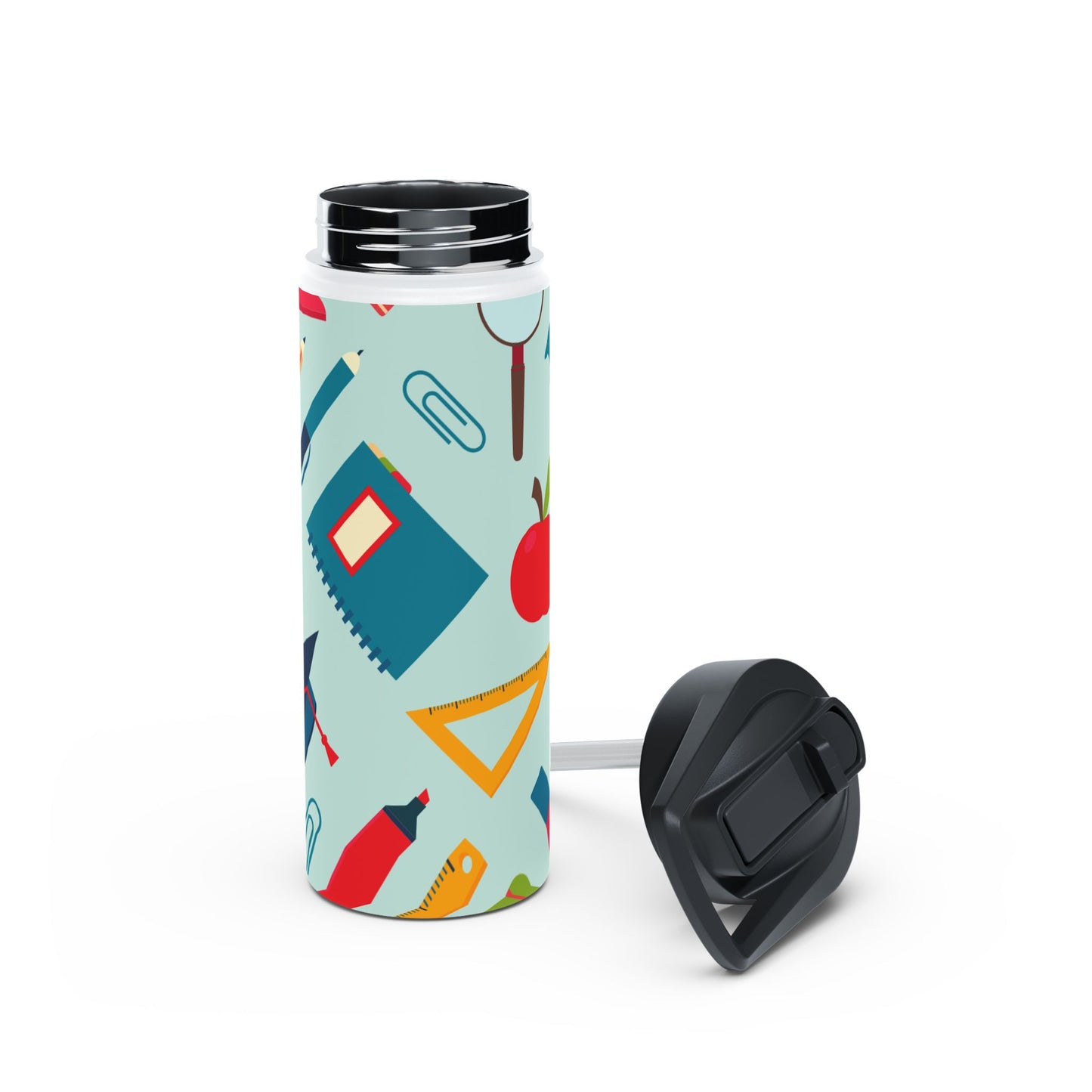 Back-to-School Stainless Steel Water Bottle – Double Wall, Leak-Proof, Fun Academic Design – 3 Sizes