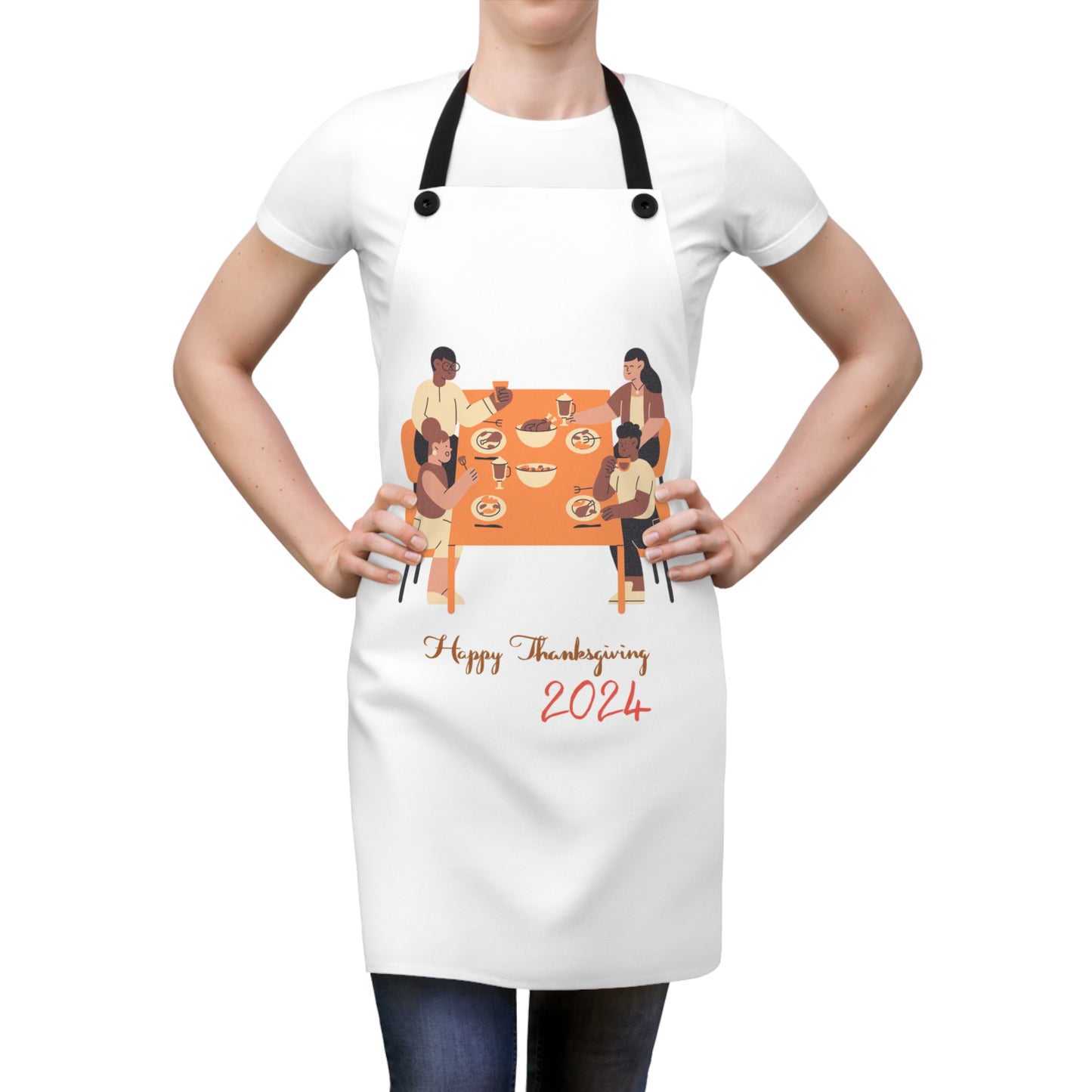 Happy Thanksgiving 2024 Apron - Fun Friendsgiving Cooking Apron for Holiday Meal Prep & Festive Kitchen Decor