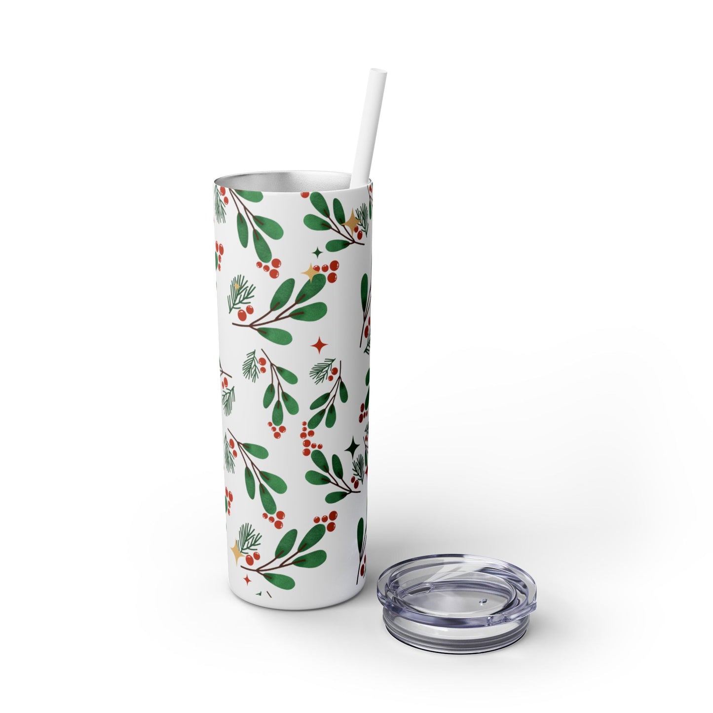 Holiday Berry Skinny Tumbler 20oz | Festive Insulated Drinkware