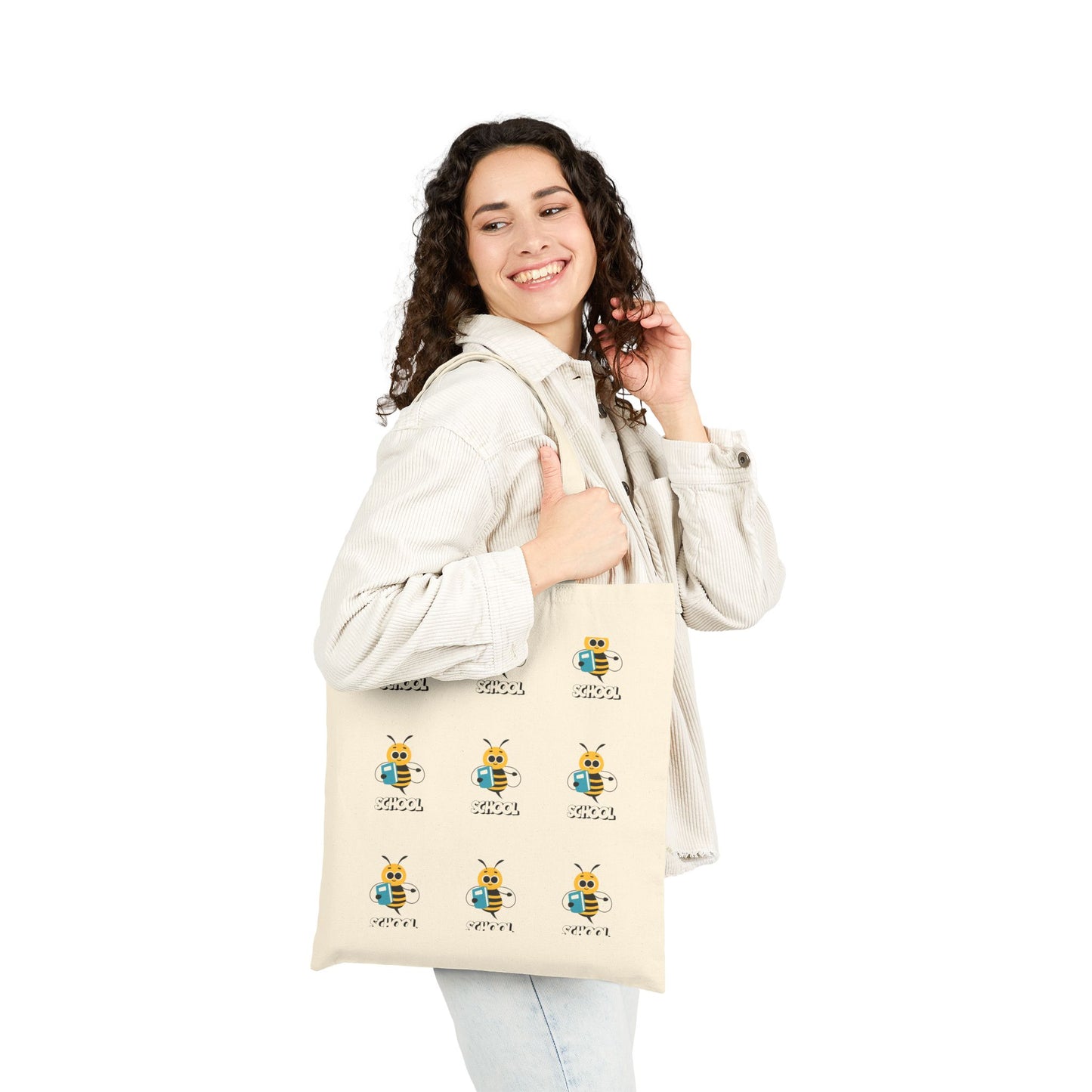 Bee School Canvas Tote Bag – Cute Back-to-School Bag for Millennial Moms & Kids