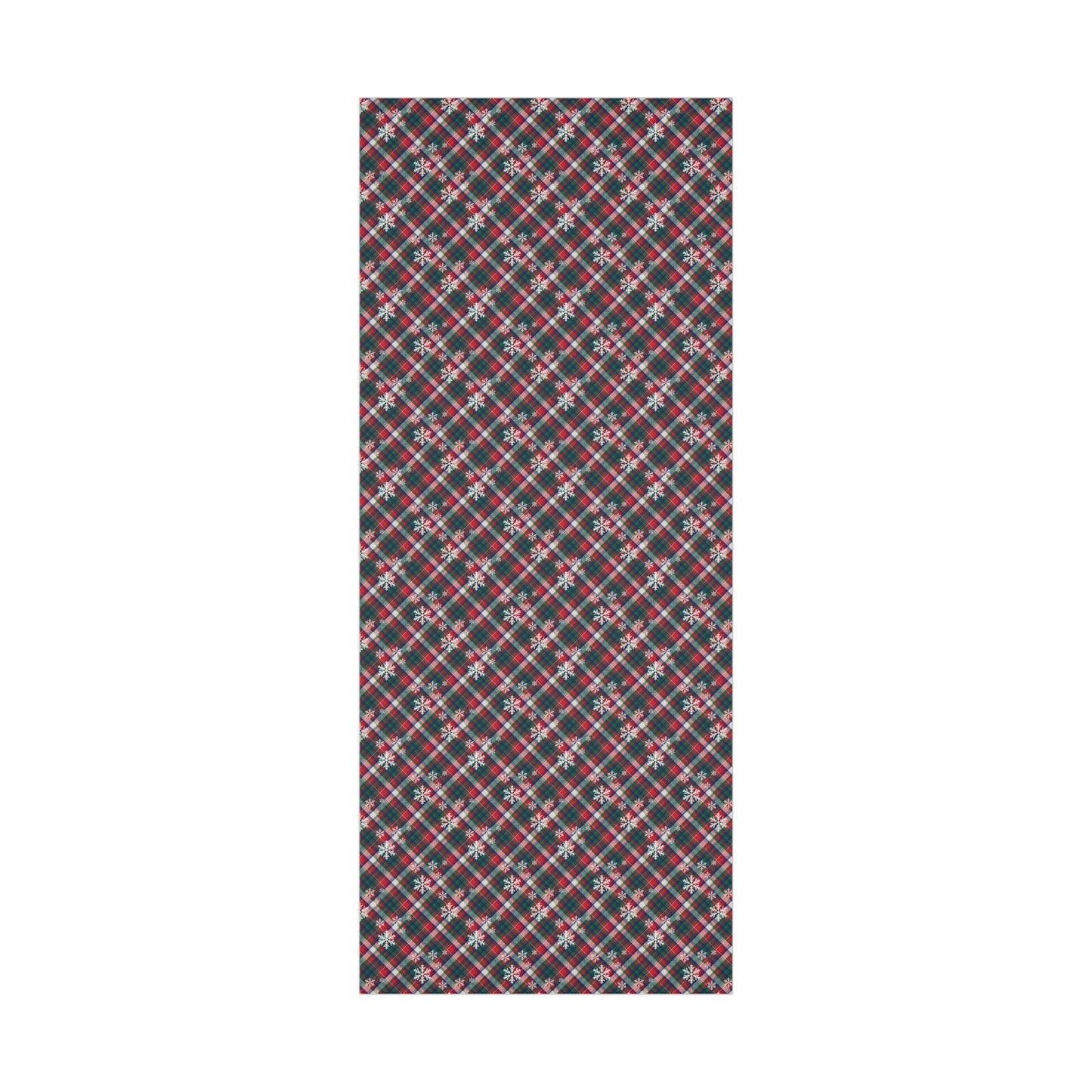 Plaid Christmas Wrapping Paper with Snowflakes : Festive Matte or Satin Gift Wrap