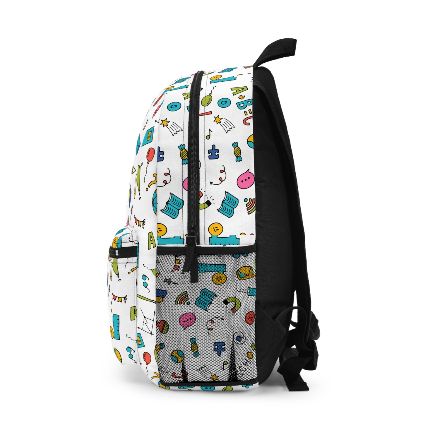Colorful School Supplies Backpack – Fun Doodle Print | Back-to-School Book Bag for Kids & Adults