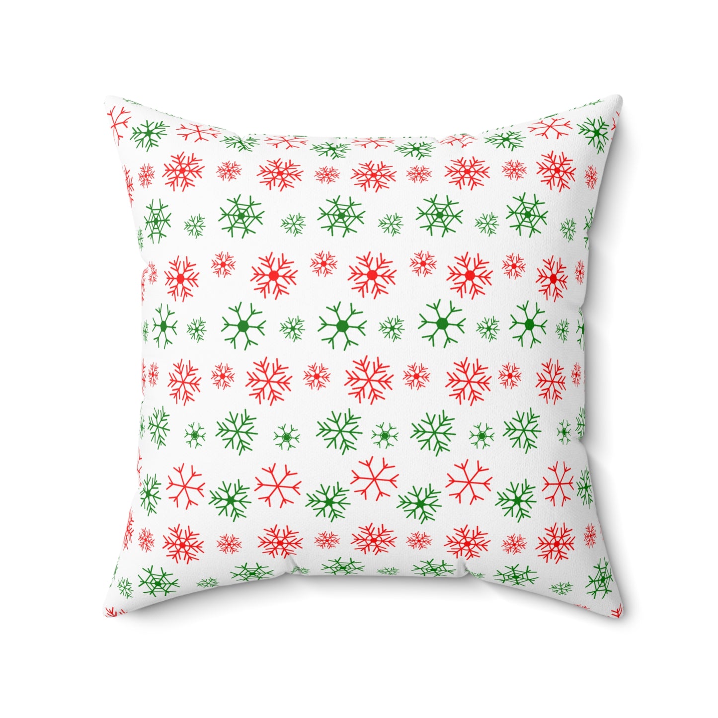 Red and Green Snowflake Throw Pillow - Festive Christmas Home Decor - Holiday Accent Cushion