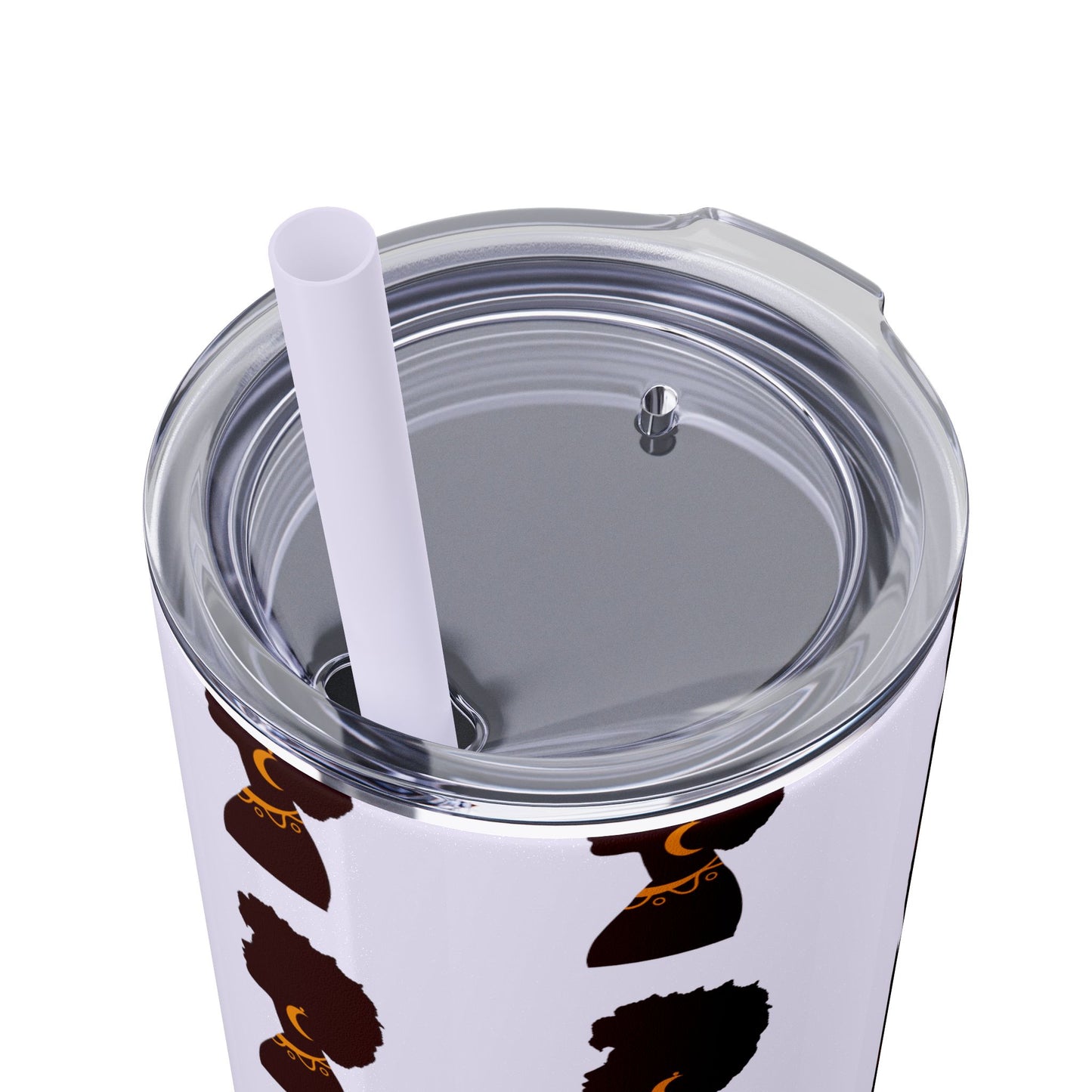 Afrocentric 20oz Skinny Tumbler | Stainless Steel Insulated Tumbler with Straw | Keeps Drinks Hot 12h & Cold 24h