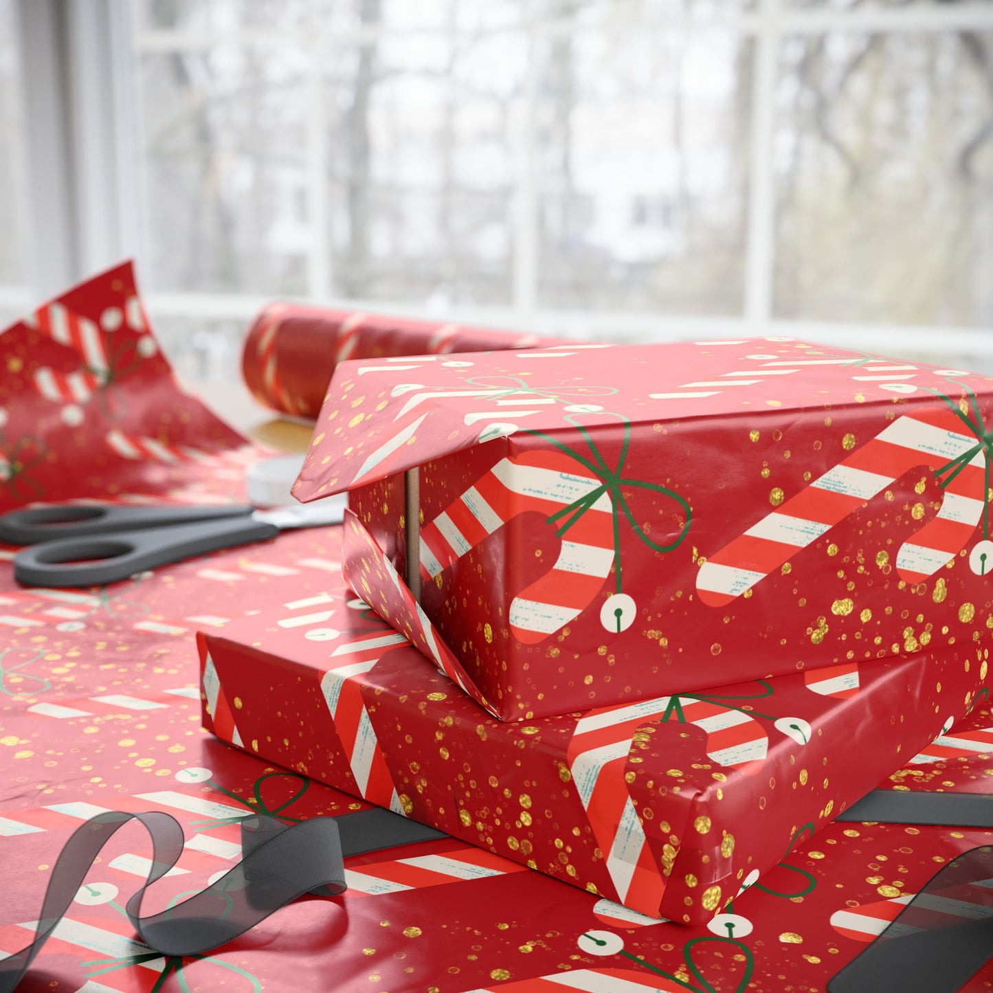 Candy Cane Christmas Wrapping Paper : Festive Holiday Gift Wrap with Red and White Candy Canes, Perfect for Holiday Gifts