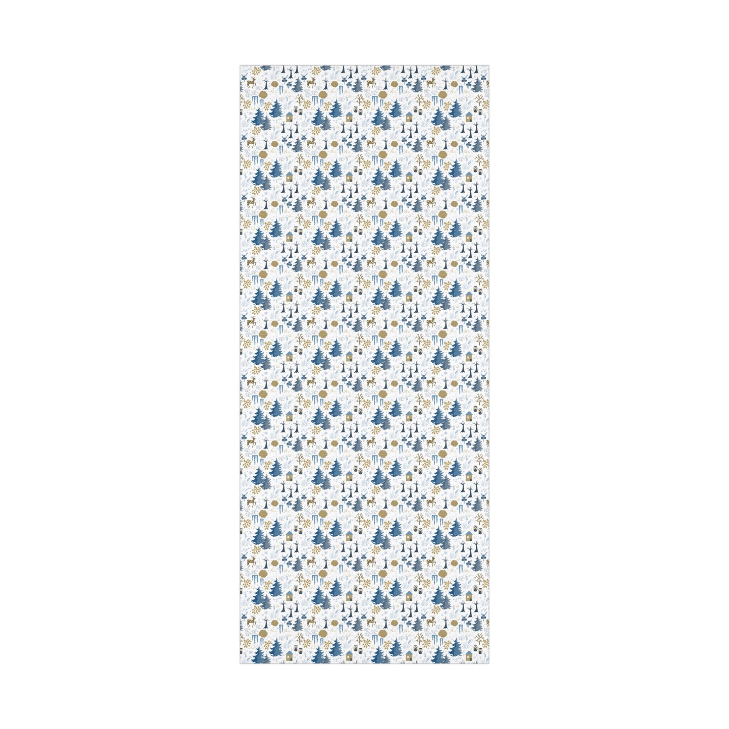 Winter Forest Scene Wrapping Paper: White & Blue - Sustainable Holiday Gift Wrap Satin and Matte Finishes