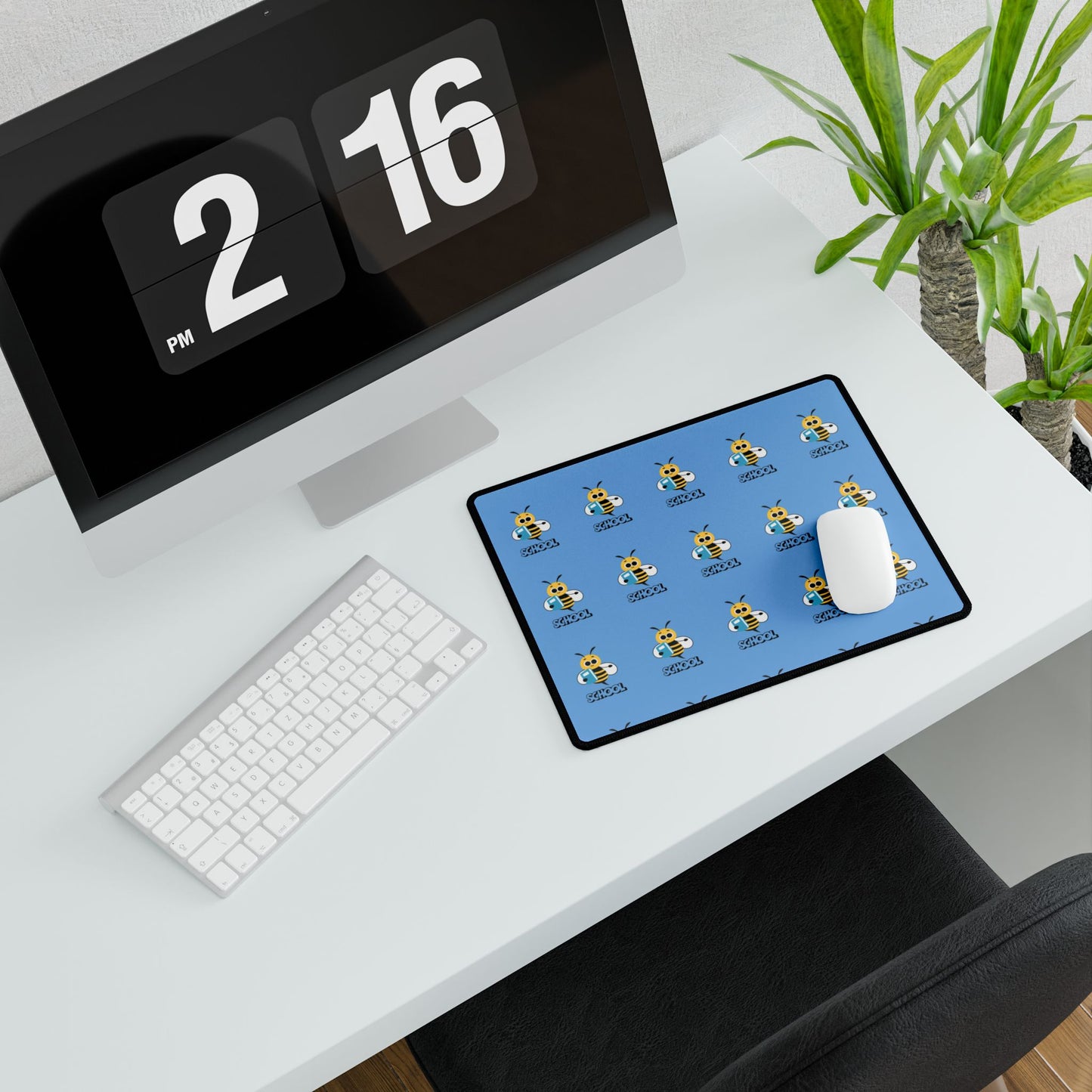 Bee Smart Desk Mat – Back to School Blue Bee Design | Anti-Slip, Durable, Fun Workspace Accessory