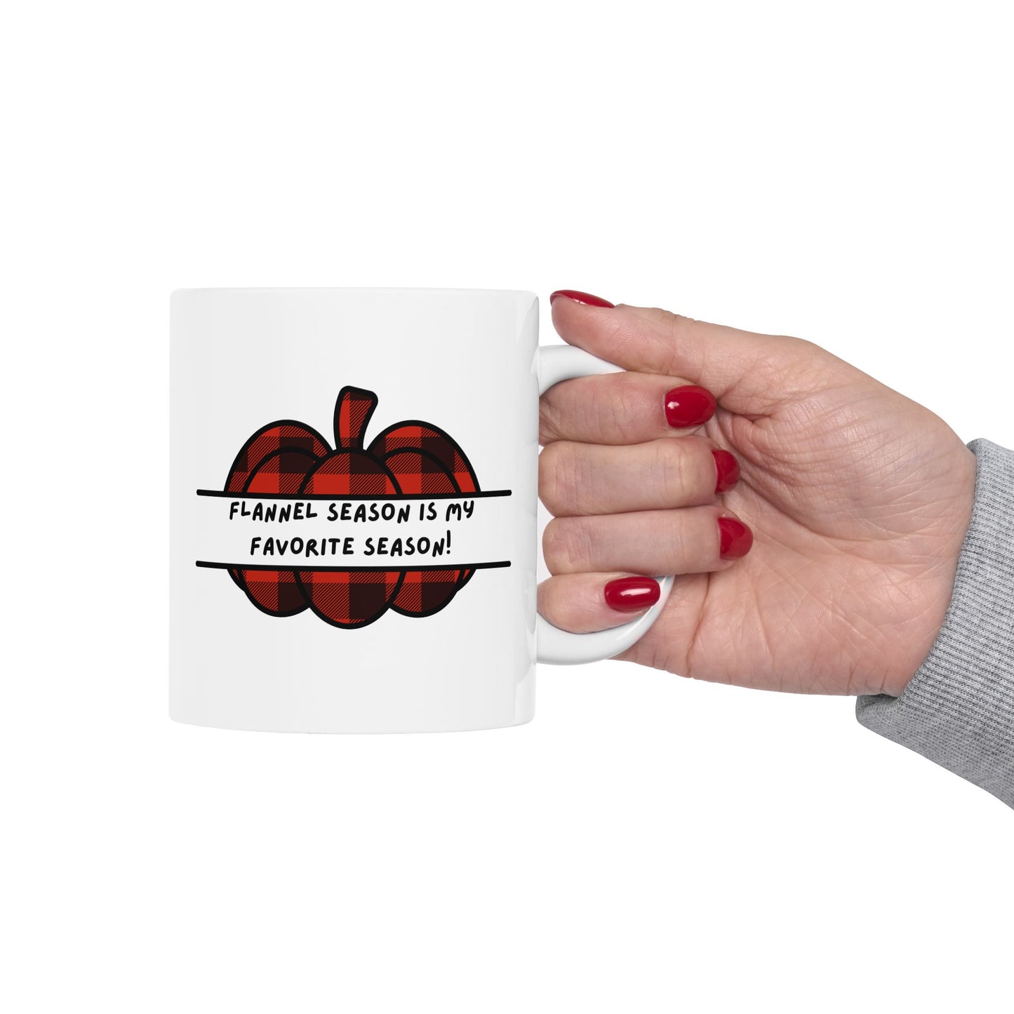 Flannel Season Favorite Coffee Mug - 11oz Ceramic Mug with Fun Autumn Quote - Perfect Gift for Fall Lovers & Thanksgiving Decor
