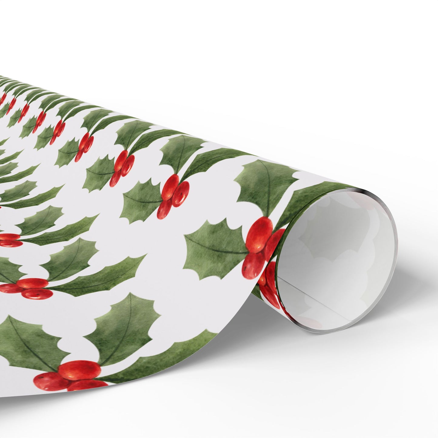 Holly Berry Christmas Wrapping Paper : Elegant Holiday Gift Wrap with Festive Green & Red Design, Perfect for Christmas Gifts