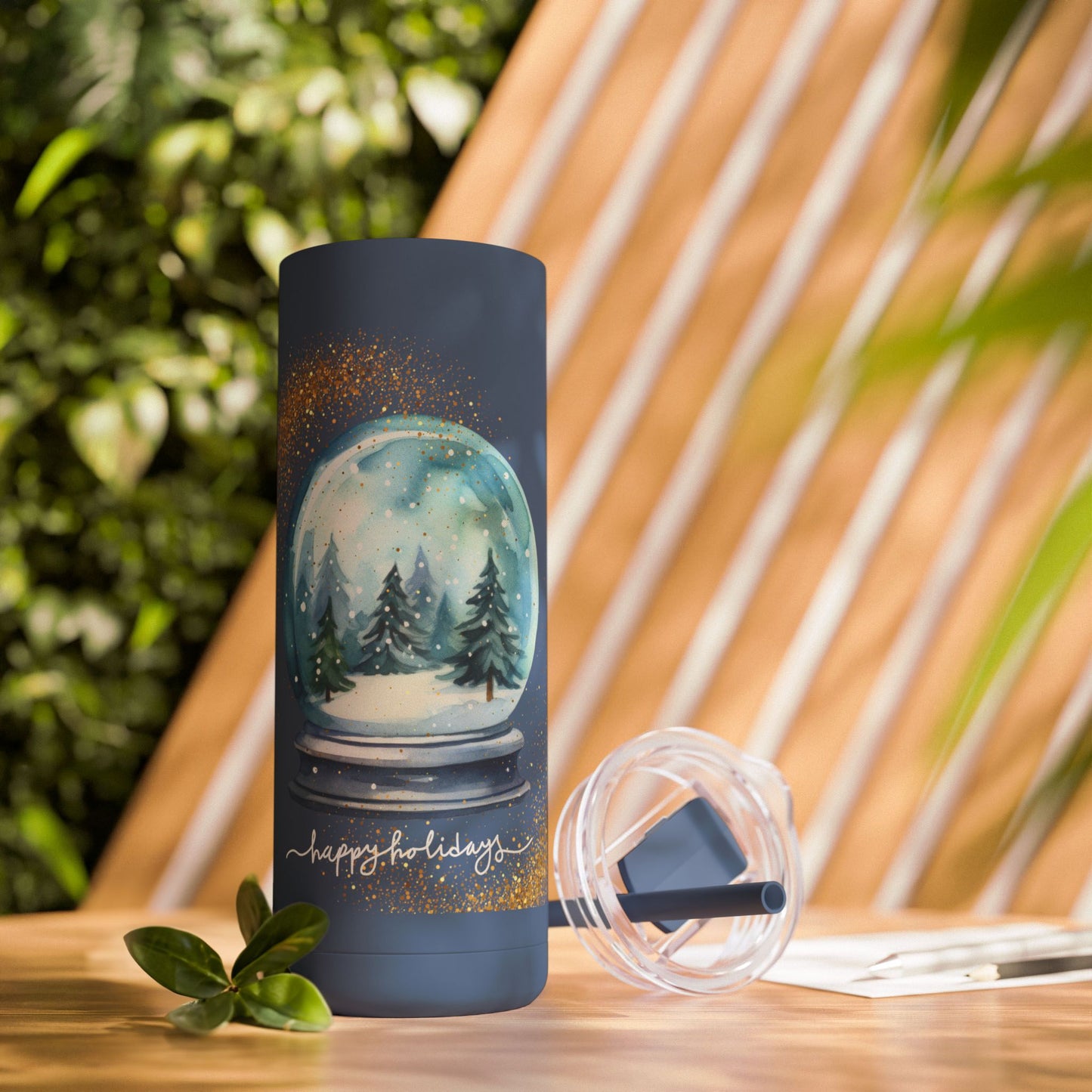 Holiday Snow Globe Tumbler 20oz | Festive Glitter Drinkware
