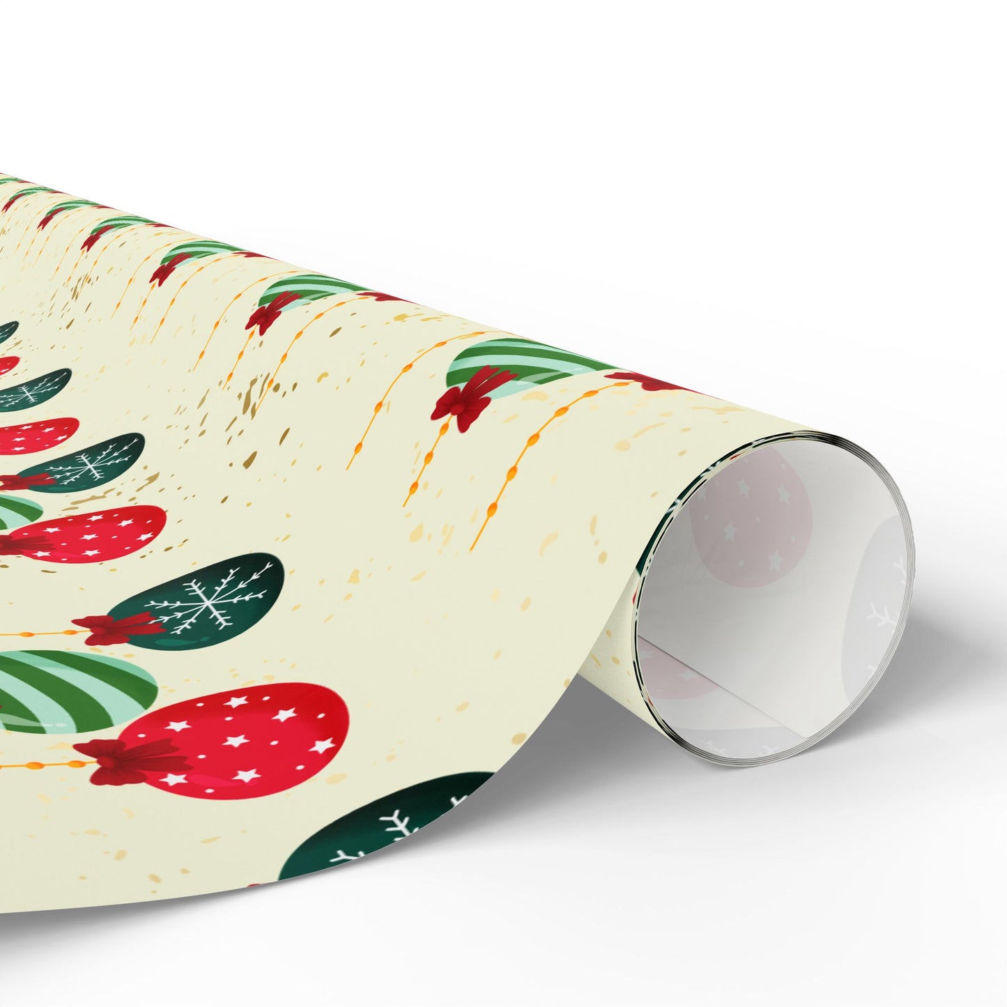 Christmas Ornament Wrapping Paper : Festive Holiday Gift Wrap with Red & Green Ornaments, Perfect for Christmas Gifts