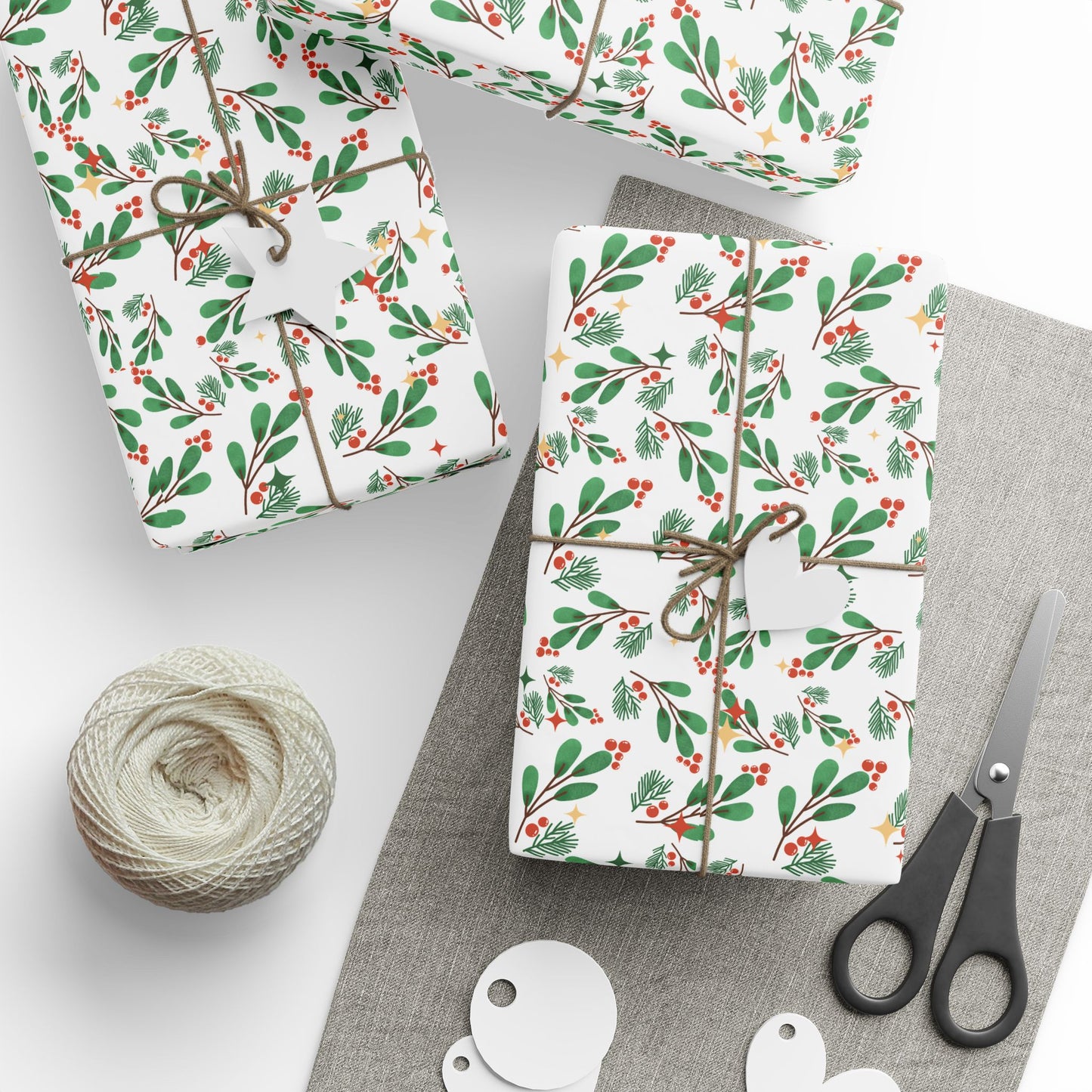 Holly Berry Christmas Wrapping Paper : Festive Holiday Gift Wrap with Greenery & Berries, Perfect for Seasonal Gifts