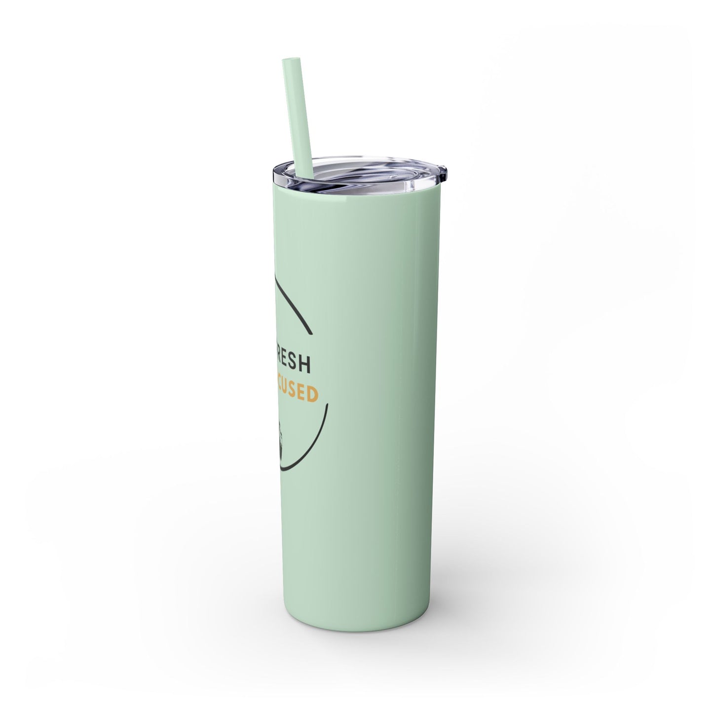 Stay Fresh Stay Focused 20oz Skinny Tumbler | Insulated Travel Mug | Motivational Fitness Tumbler | Hot & Cold Drink Tumbler with Straw | BPA-Free