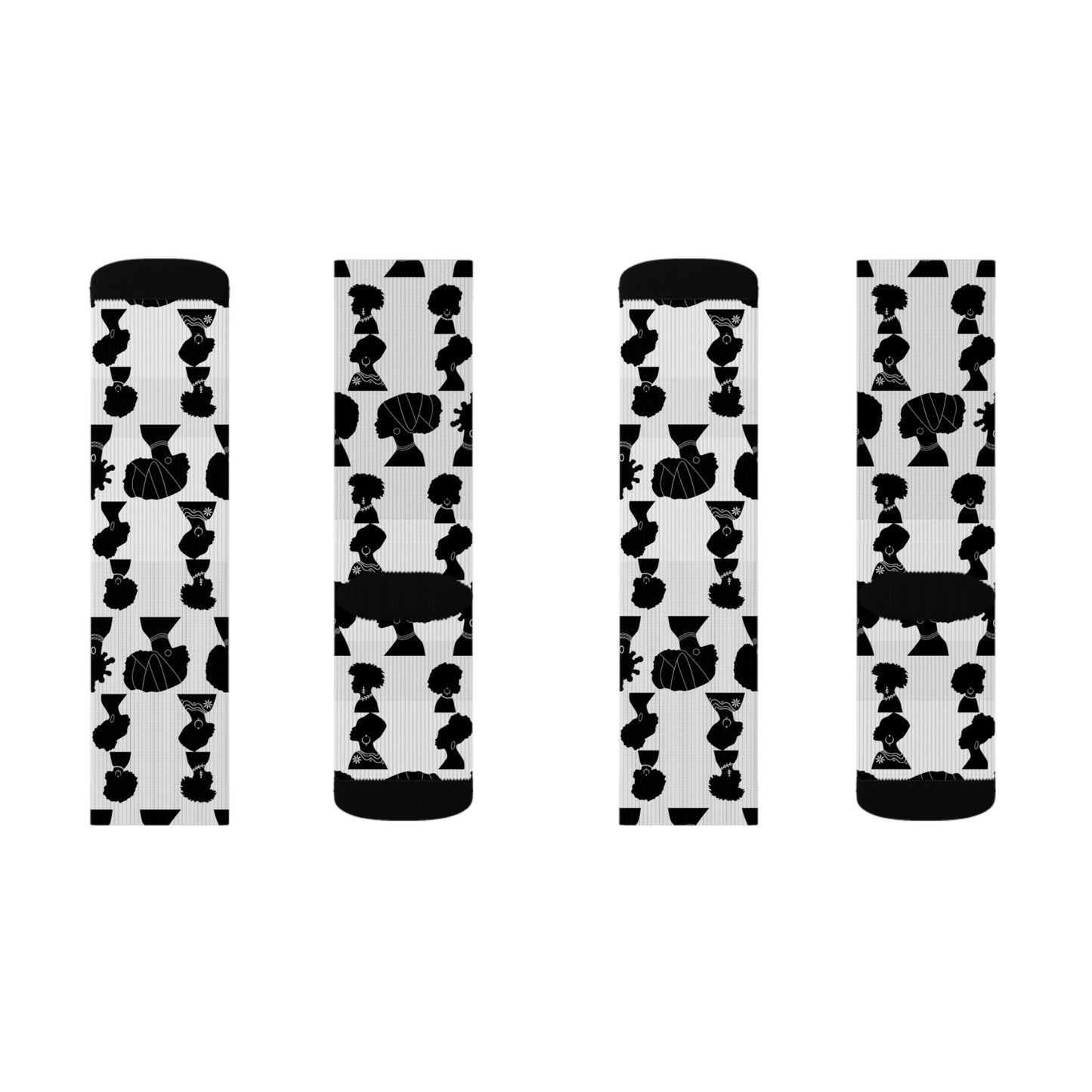 Black History Month Socks | Afro Silhouette Crew Socks | Unisex Fashion Socks | Cultural Gift for Black-Owned Business Supporters