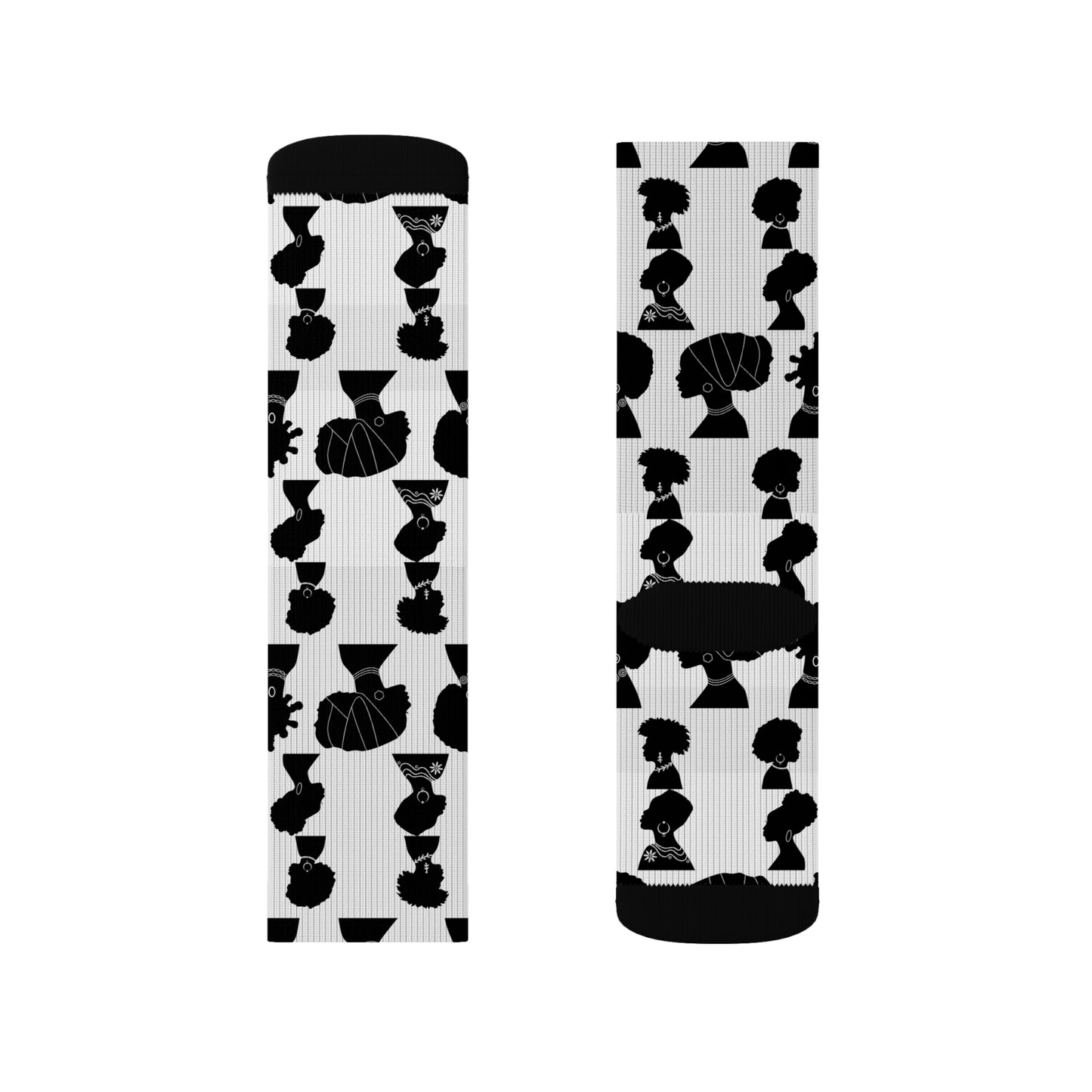 Black History Month Socks | Afro Silhouette Crew Socks | Unisex Fashion Socks | Cultural Gift for Black-Owned Business Supporters