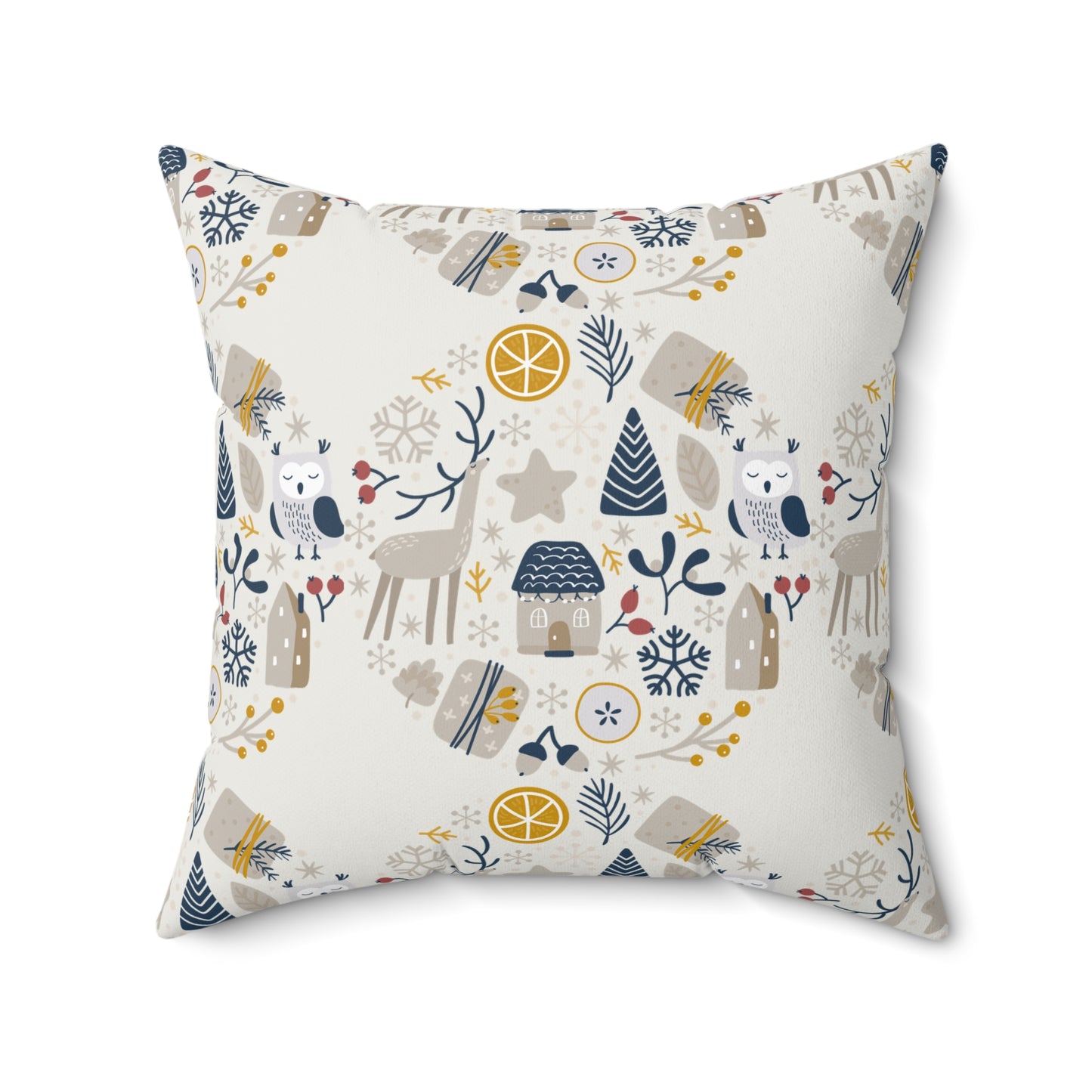 Whimsical Winter Holiday Pillow : Nordic Christmas Decor Festive Accent Cushion for Cozy Homes