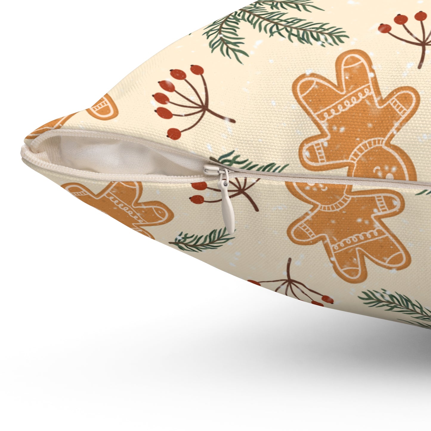 Holiday Gingerbread Throw Pillow - Christmas Accent Cushion - Cozy Festive Winter Decor