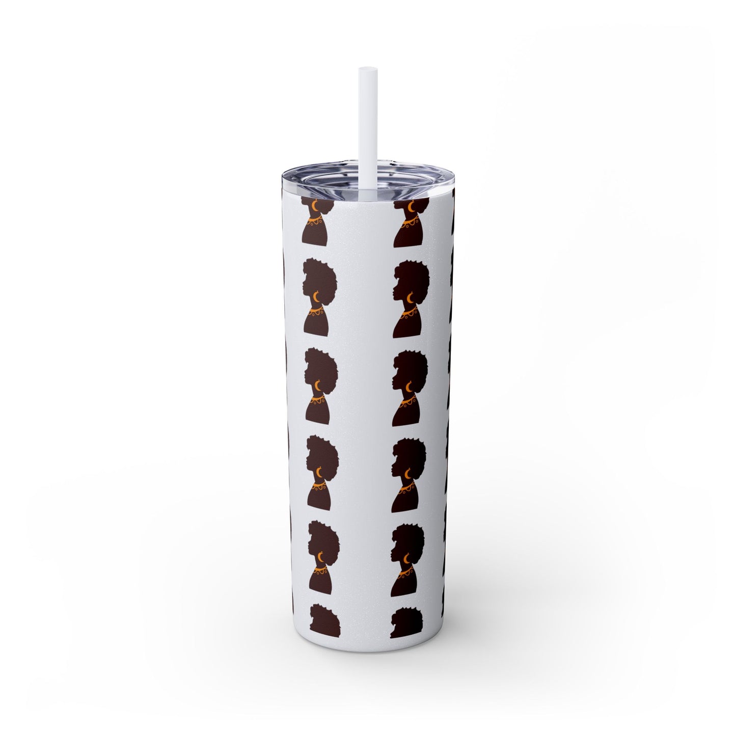 Afrocentric 20oz Skinny Tumbler | Stainless Steel Insulated Tumbler with Straw | Keeps Drinks Hot 12h & Cold 24h