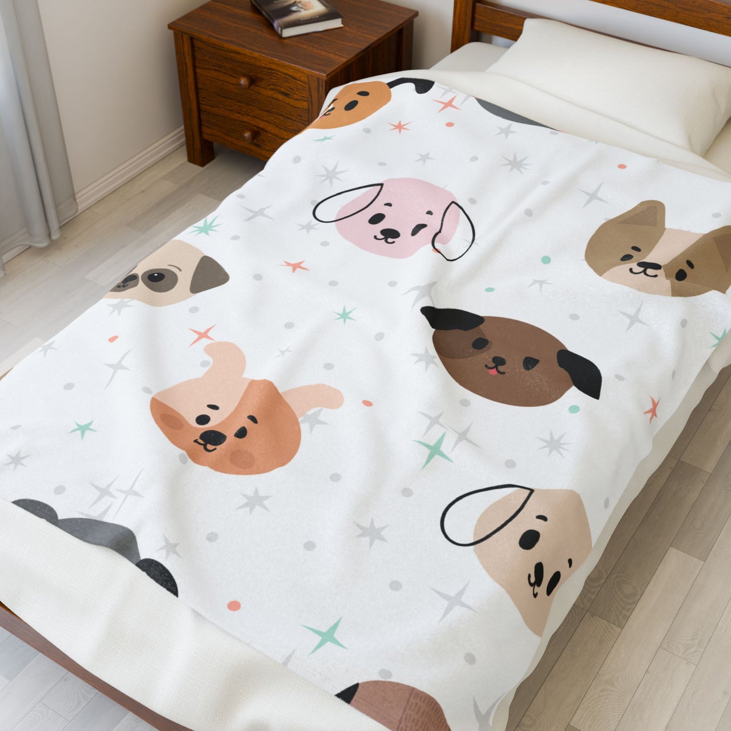 Cozy Dog Face Plush Blanket – National Dog Day Gift for Dog Lovers | Available in 3 Sizes