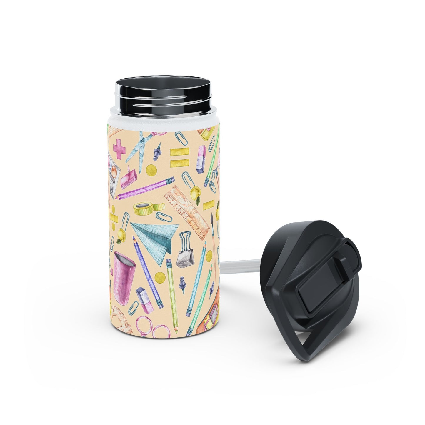 Back-to-School Stainless Steel Water Bottle – Cute School Supplies Design, BPA-Free, Leakproof, Hot & Cold