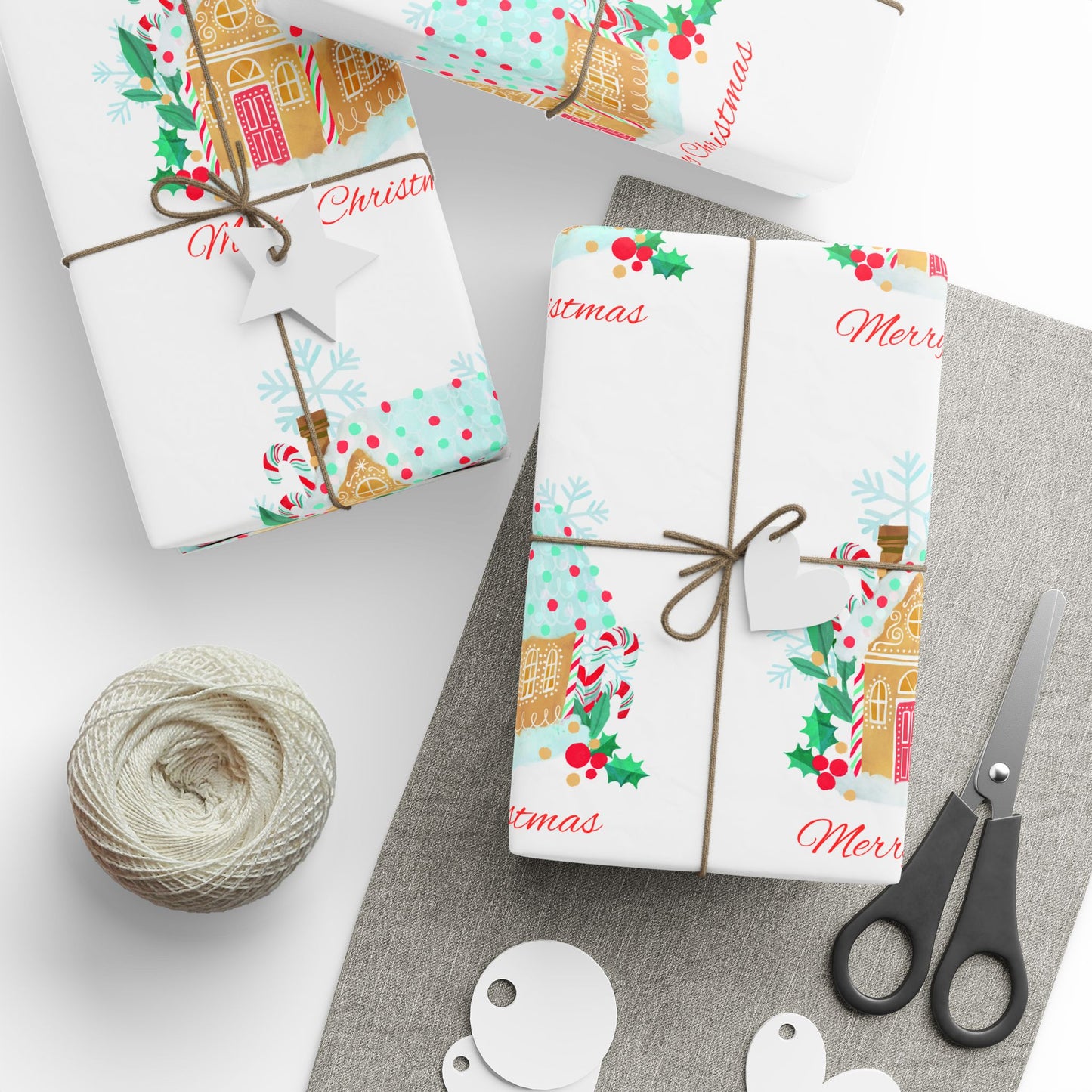 Gingerbread House Christmas Wrapping Paper : Festive Holiday Gift Wrap with Merry Christmas Design, Perfect for Holiday Gifts