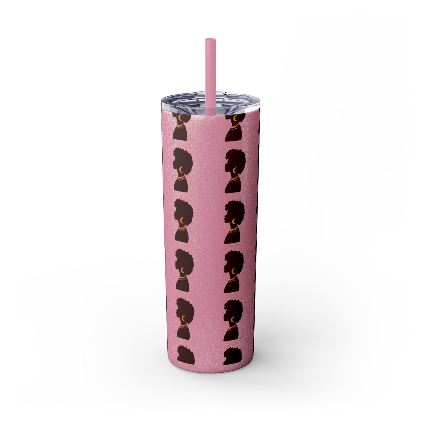 Afrocentric 20oz Skinny Tumbler | Stainless Steel Insulated Tumbler with Straw | Keeps Drinks Hot 12h & Cold 24h
