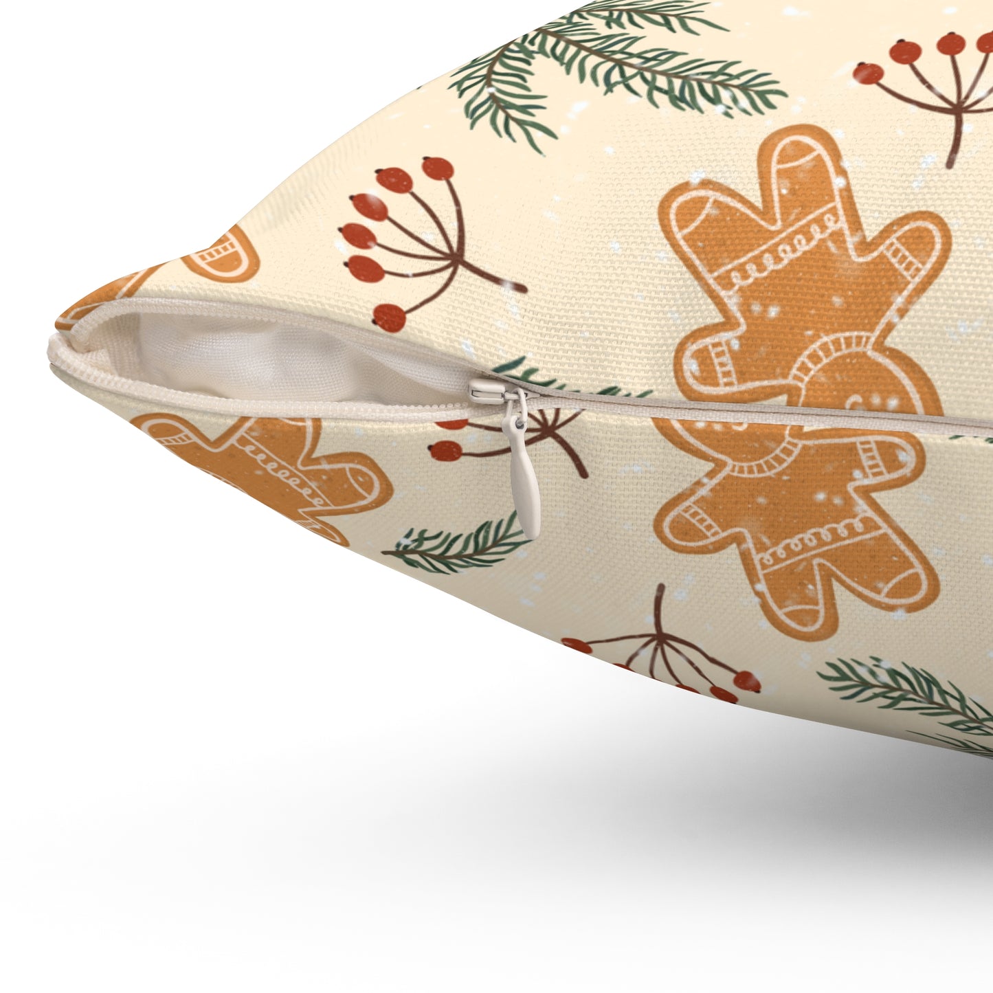 Holiday Gingerbread Throw Pillow - Christmas Accent Cushion - Cozy Festive Winter Decor