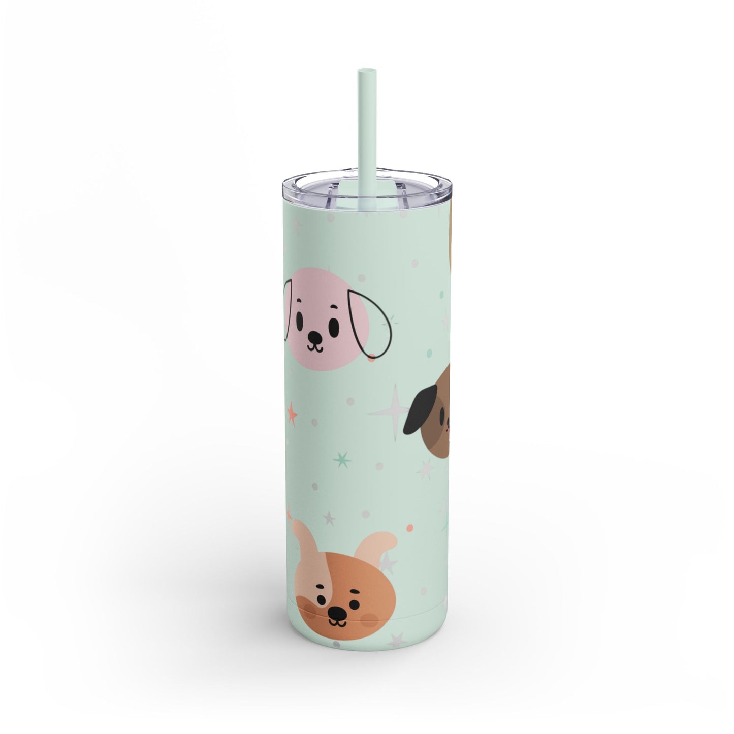 20oz Skinny Dog Tumbler – Cute Pastel Dog Face Cup with Straw (Hot & Cold Drinks)