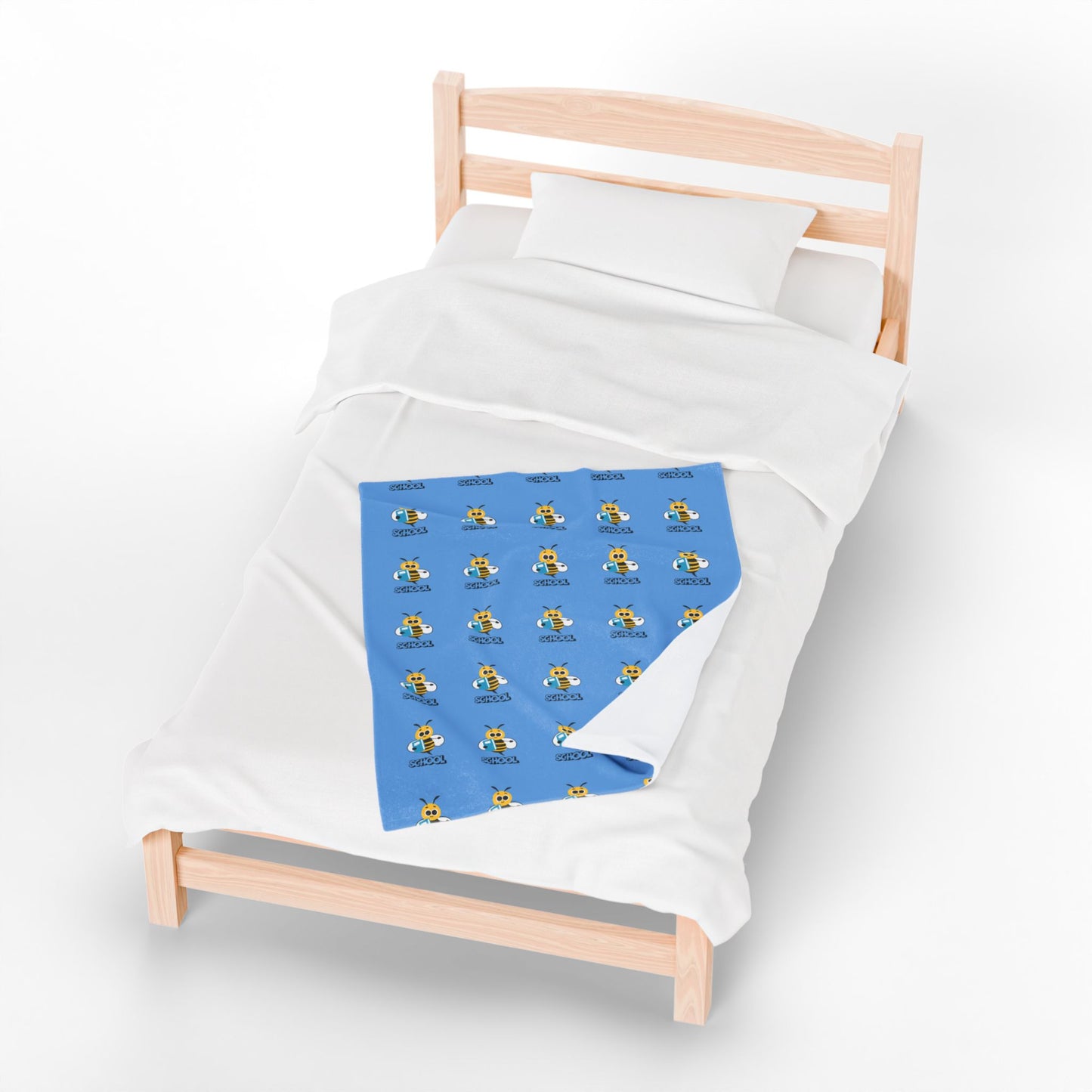 Back-to-School Bee Velveteen Blanket – Cozy Kids' Throw for Dorms, Bedrooms & Study Nooks
