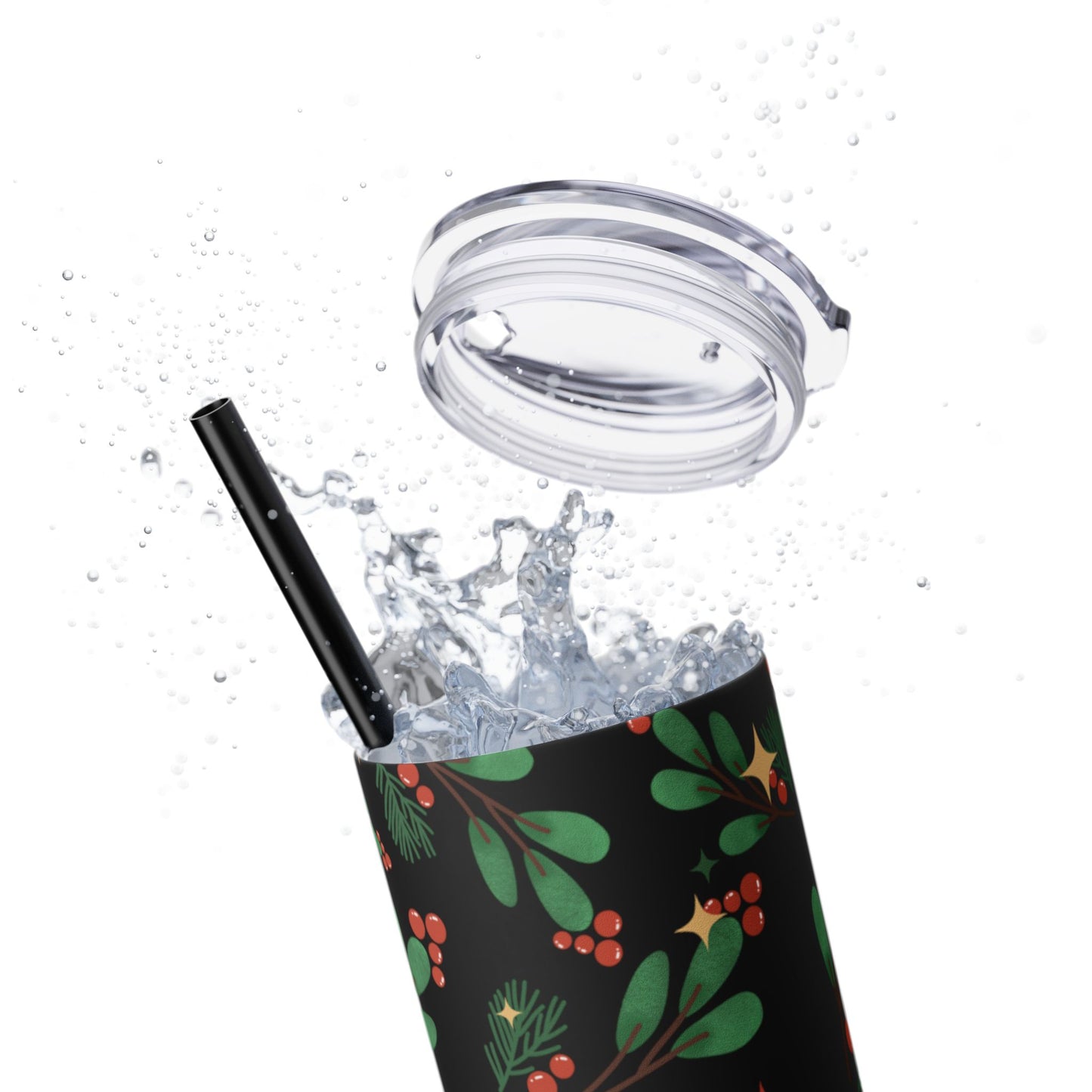 Holiday Berry Skinny Tumbler 20oz | Festive Insulated Drinkware