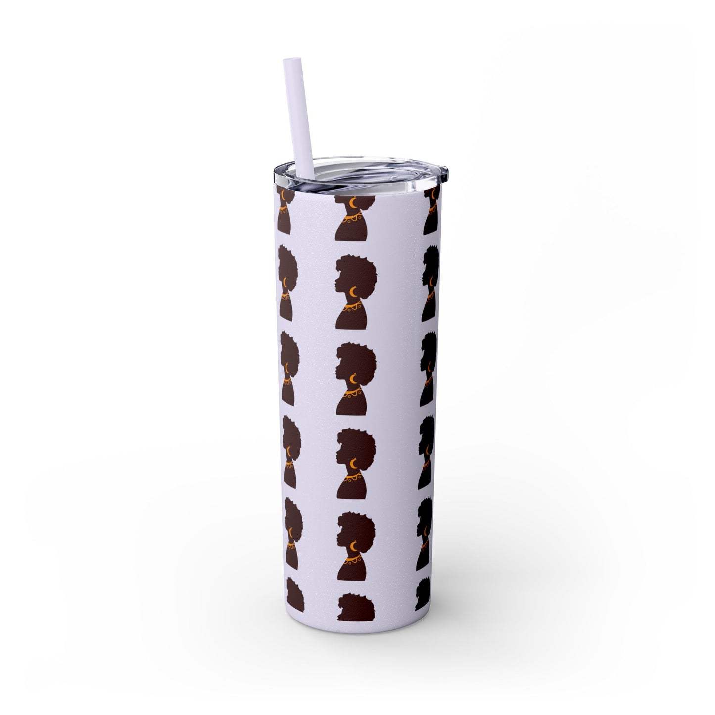 Afrocentric 20oz Skinny Tumbler | Stainless Steel Insulated Tumbler with Straw | Keeps Drinks Hot 12h & Cold 24h