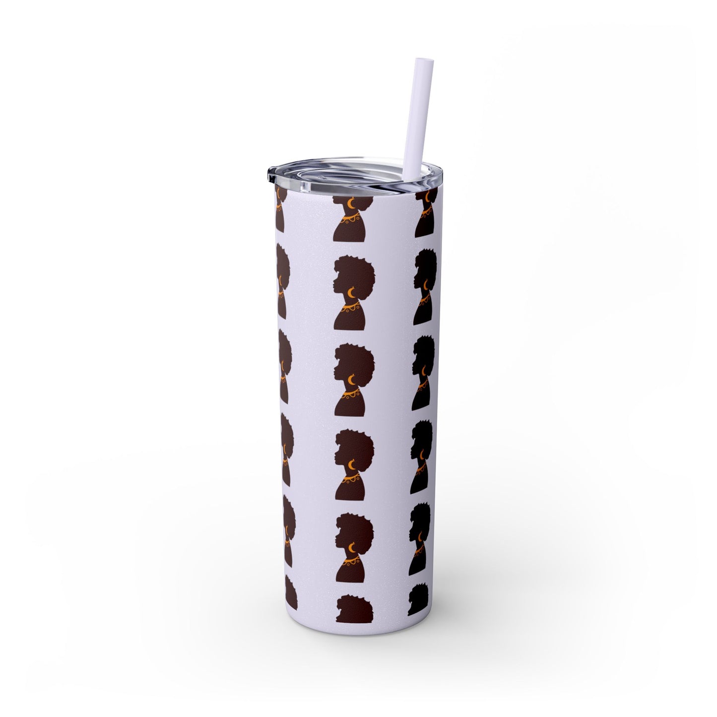 Afrocentric 20oz Skinny Tumbler | Stainless Steel Insulated Tumbler with Straw | Keeps Drinks Hot 12h & Cold 24h