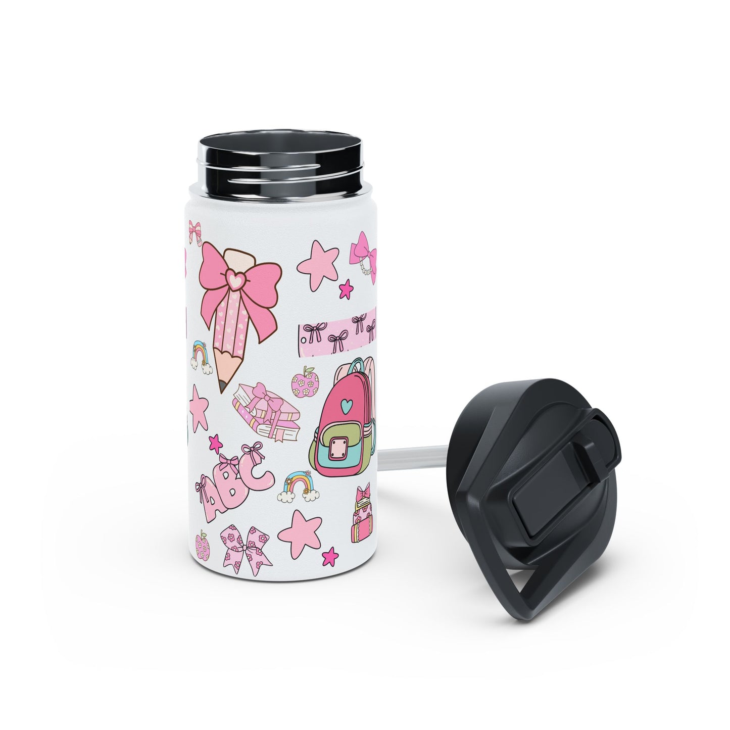 Kawaii Back-to-School Stainless Steel Water Bottle – Keeps Drinks Hot 12hrs, Cold 24hrs