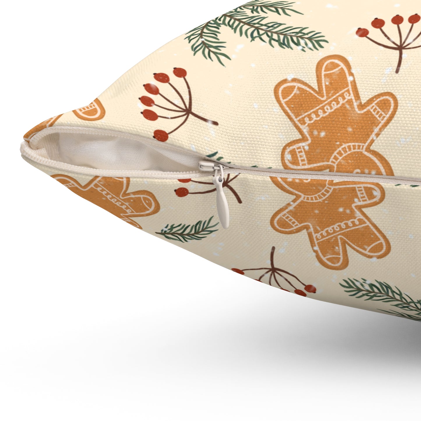 Holiday Gingerbread Throw Pillow - Christmas Accent Cushion - Cozy Festive Winter Decor