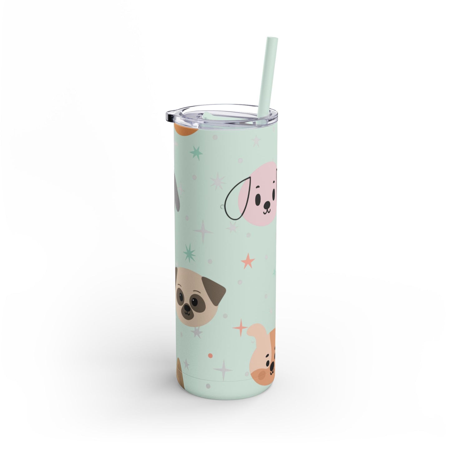 20oz Skinny Dog Tumbler – Cute Pastel Dog Face Cup with Straw (Hot & Cold Drinks)