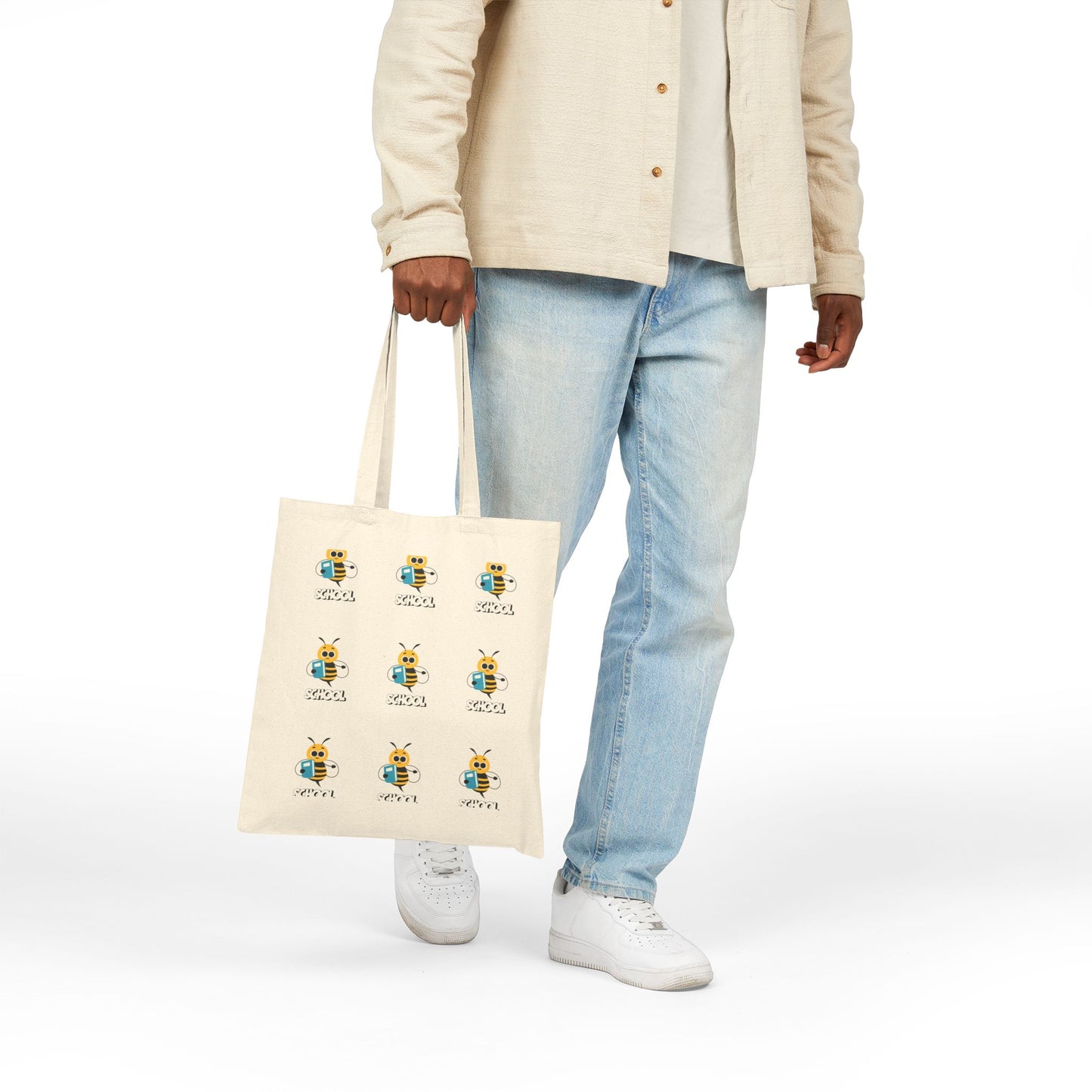 Bee School Canvas Tote Bag – Cute Back-to-School Bag for Millennial Moms & Kids
