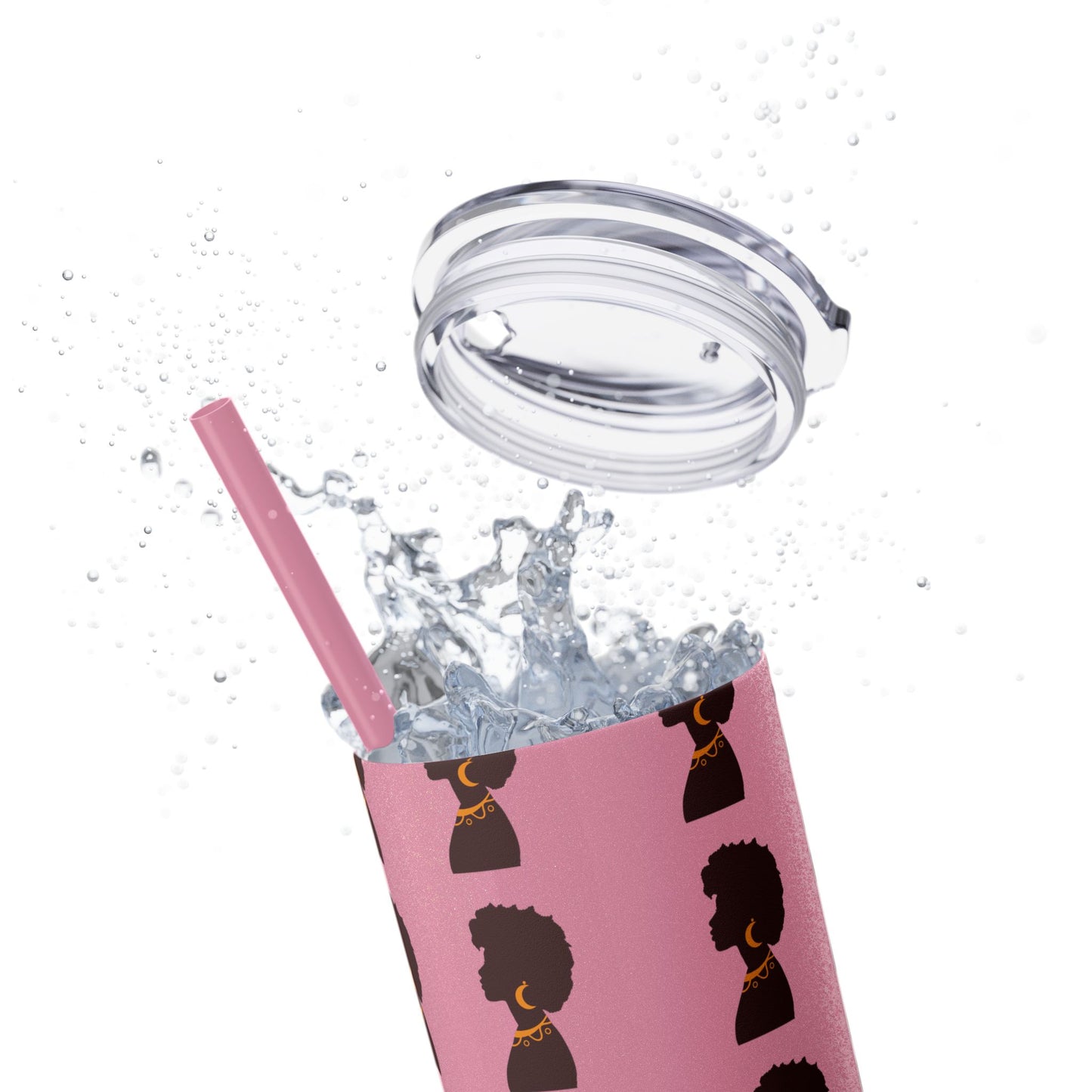 Afrocentric 20oz Skinny Tumbler | Stainless Steel Insulated Tumbler with Straw | Keeps Drinks Hot 12h & Cold 24h