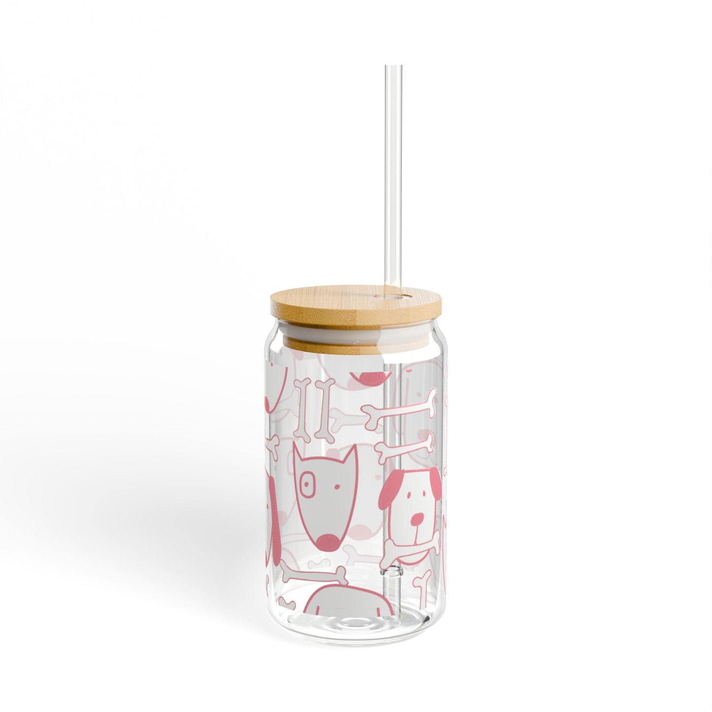 Dog Lover 16oz Glass Cup with Lid & Straw – Cute BPA-Free Sipper for Pet Moms & Pup Fans