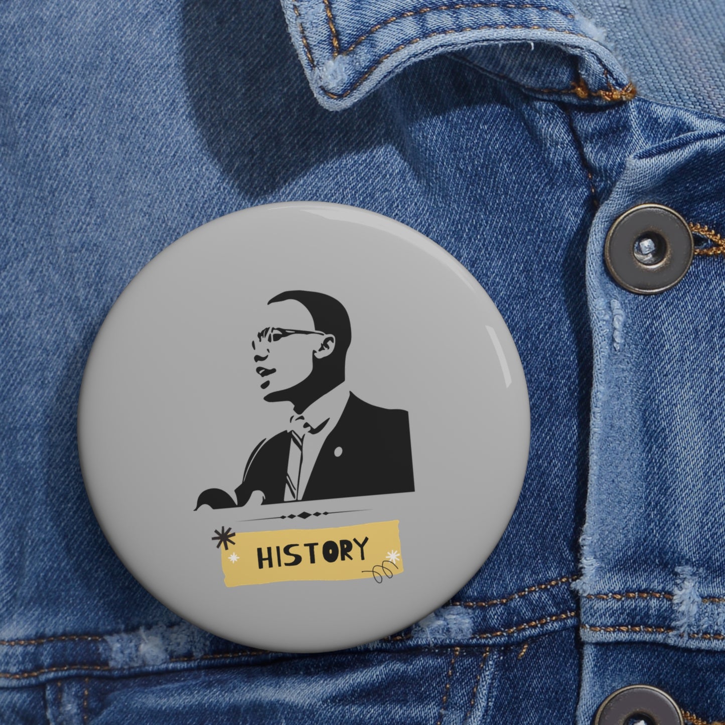 Malcolm X Black History Month Pin Civil Rights Button, Black Pride Badge, Activist Lapel Pin, Protest Pin, Historical Leader Pin