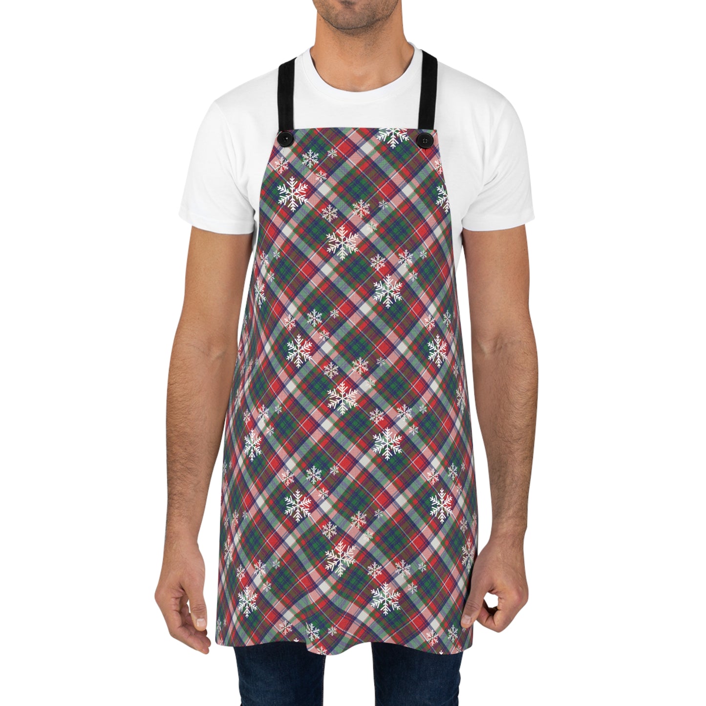 Adjustable Festive Plaid Christmas Apron | Holiday Kitchen Essential