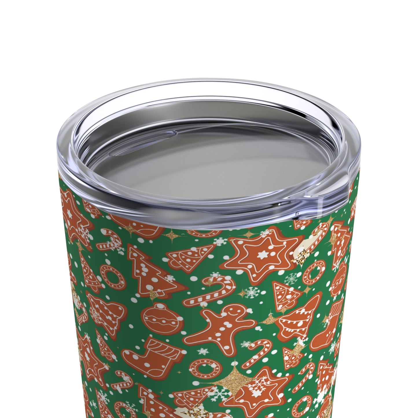 Classic Green Christmas Gingerbread Cookie Tumbler | 20oz Insulated Stainless Steel Holiday Drinkware with Straw | Festive Red or Green Gift