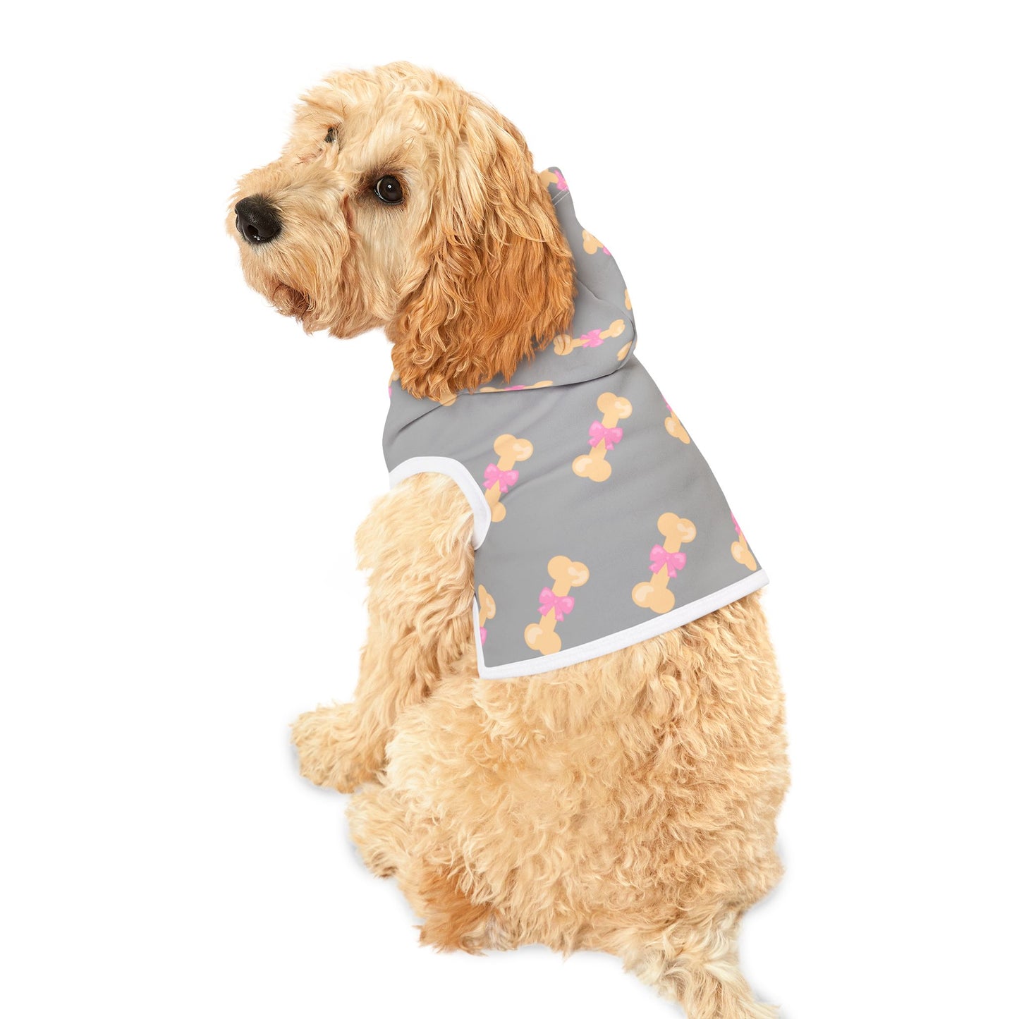 Custom Dog Hoodie with Bone & Bow Print – Stylish Pet Apparel for National Dog Day