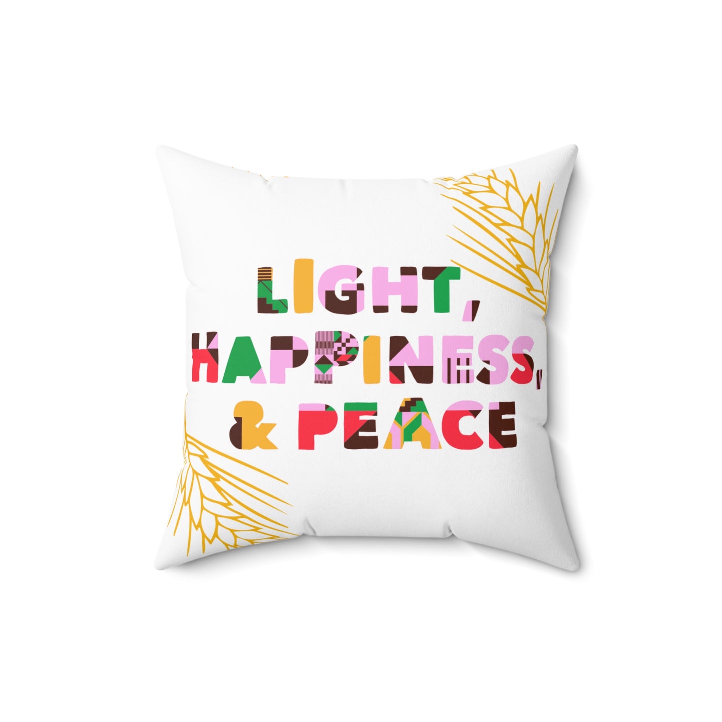 Kwanzaa Throw Pillow | Light, Happiness & Peace | Afrocentric Holiday Decor | Inspirational Accent Cushion | Festive Gift for Home or Her