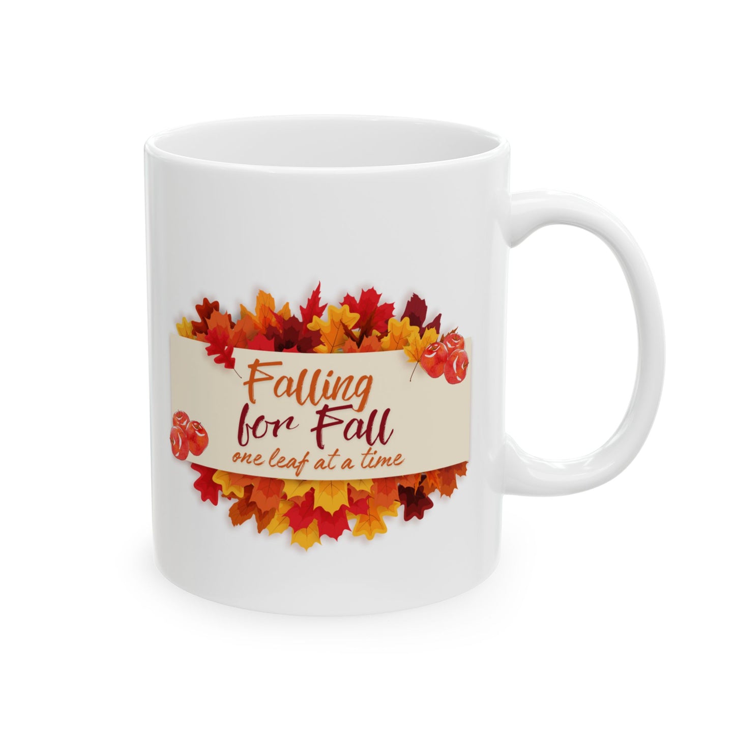 Falling for Fall Coffee Mug - 11oz Ceramic Mug with Leaf Design - Perfect for Autumn Beverages & Thanksgiving Gifts