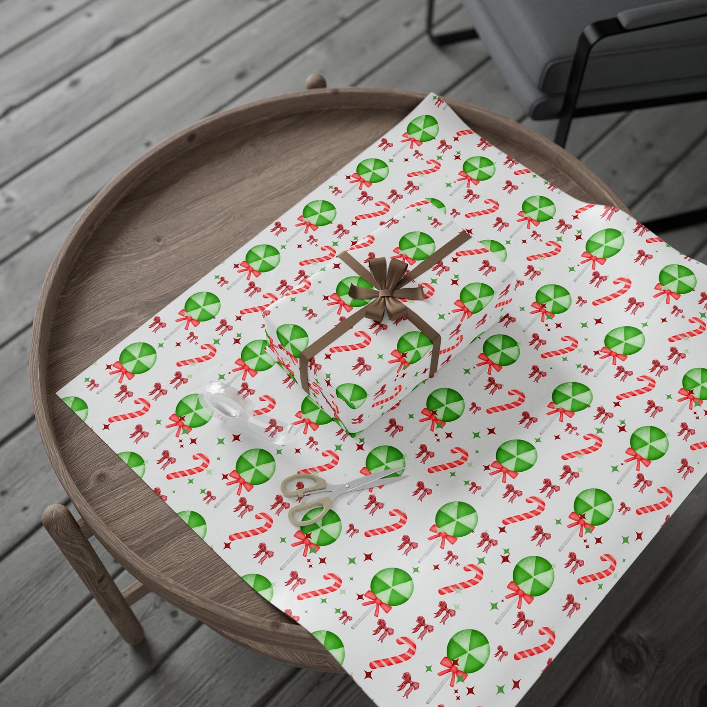 Festive Candy Cane Wrapping Paper : Holiday Gift Wrap with Peppermint Candy & Bow Design, Perfect for Christmas Gifts