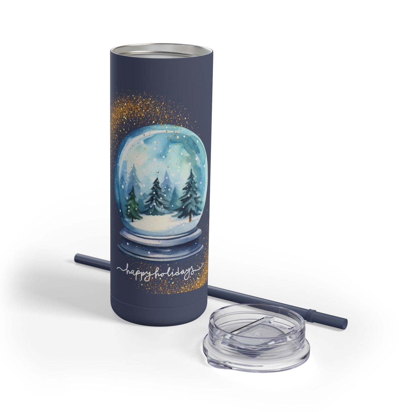 Holiday Snow Globe Tumbler 20oz | Festive Glitter Drinkware