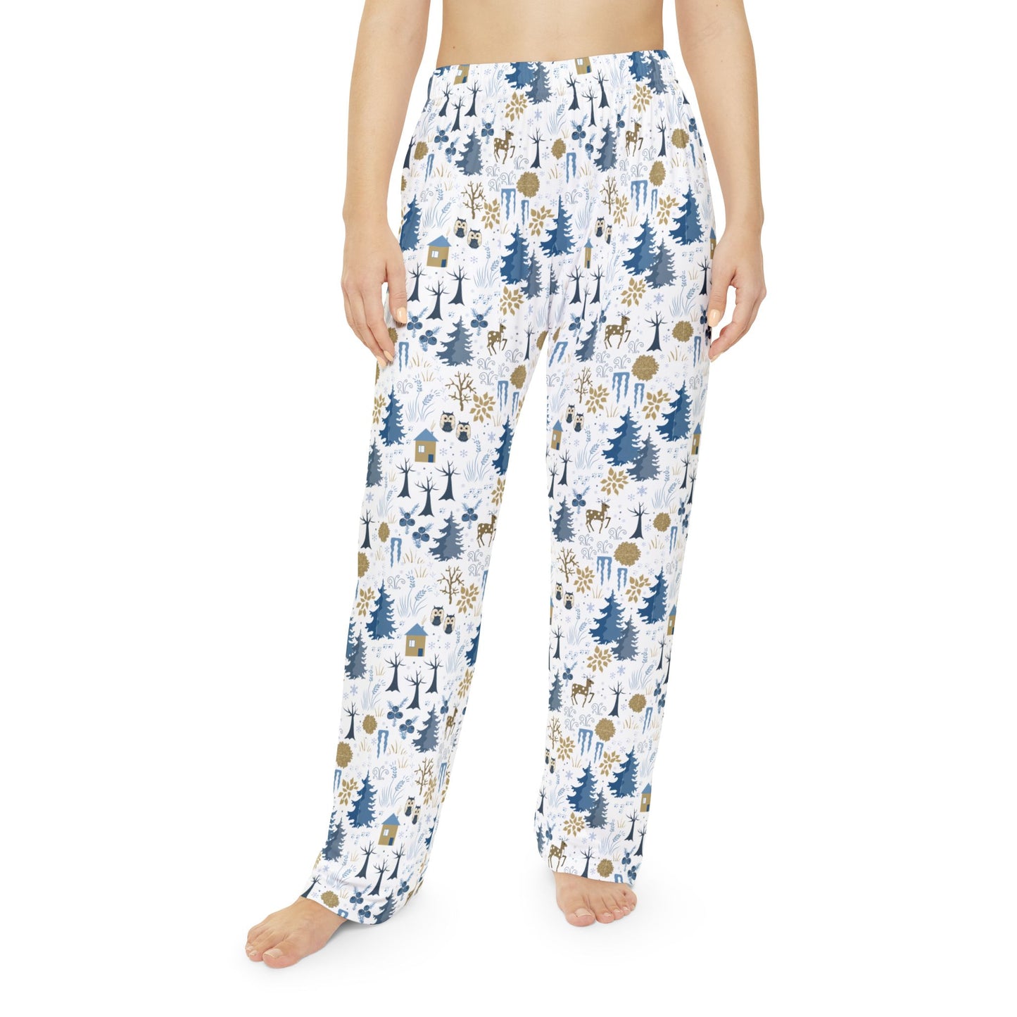 Festive Holiday Pajama Pants : Cozy Winter Loungewear in White for All Sizes XS-4XL